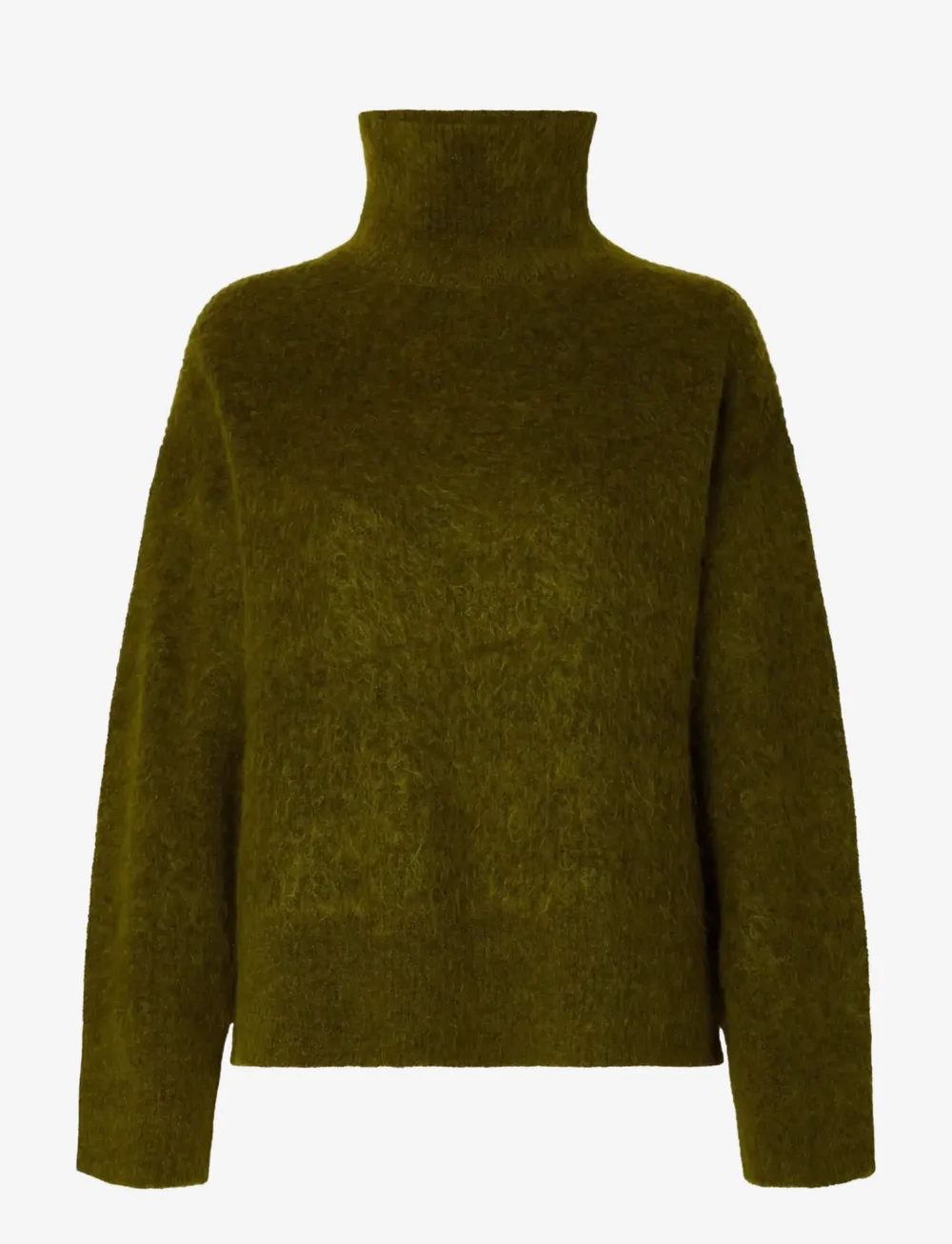 Selected - SLFMIRA MOHAIR LS KNIT HIGH-NECK - pullover - avocado - 0