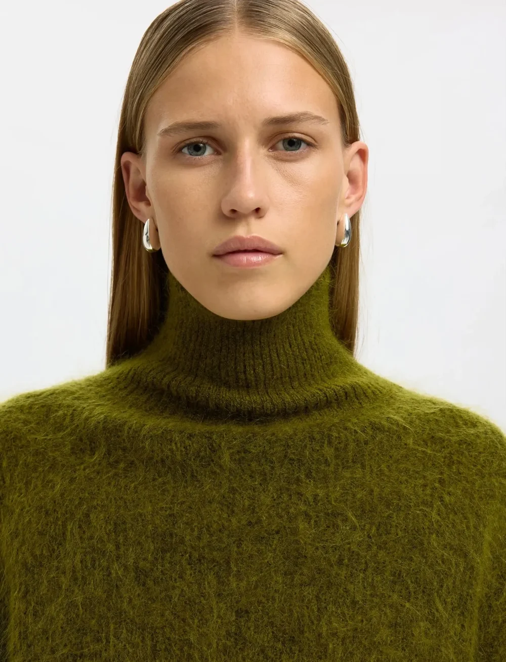 Selected - SLFMIRA MOHAIR LS KNIT HIGH-NECK - pullover - avocado - 3