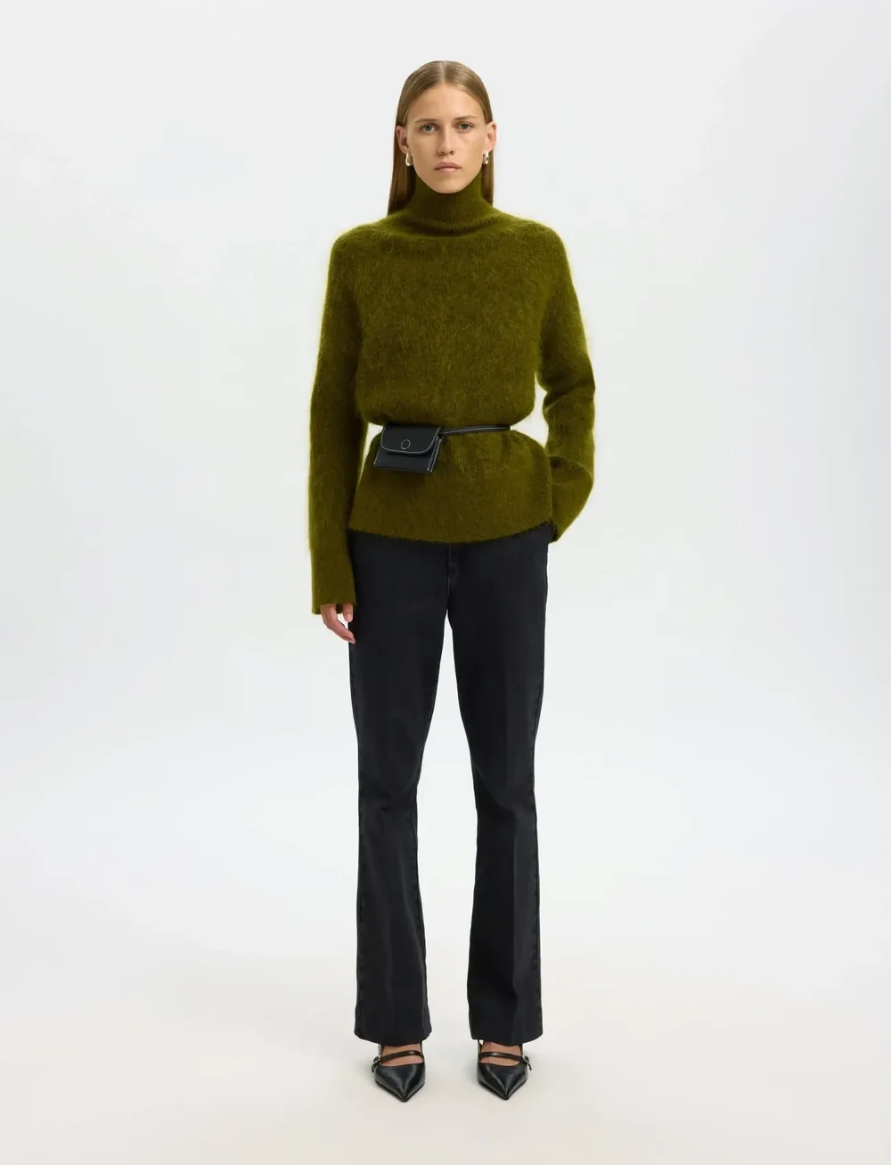 Selected - SLFMIRA MOHAIR LS KNIT HIGH-NECK - pullover - avocado - 4