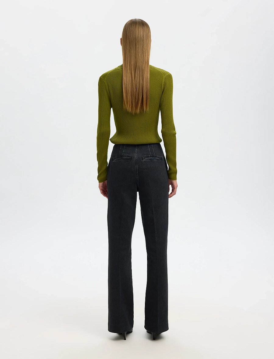 Selected - SLFTHEA LS MERINO WOOL KNIT ROLL NECK - rullekraver - avocado - 2