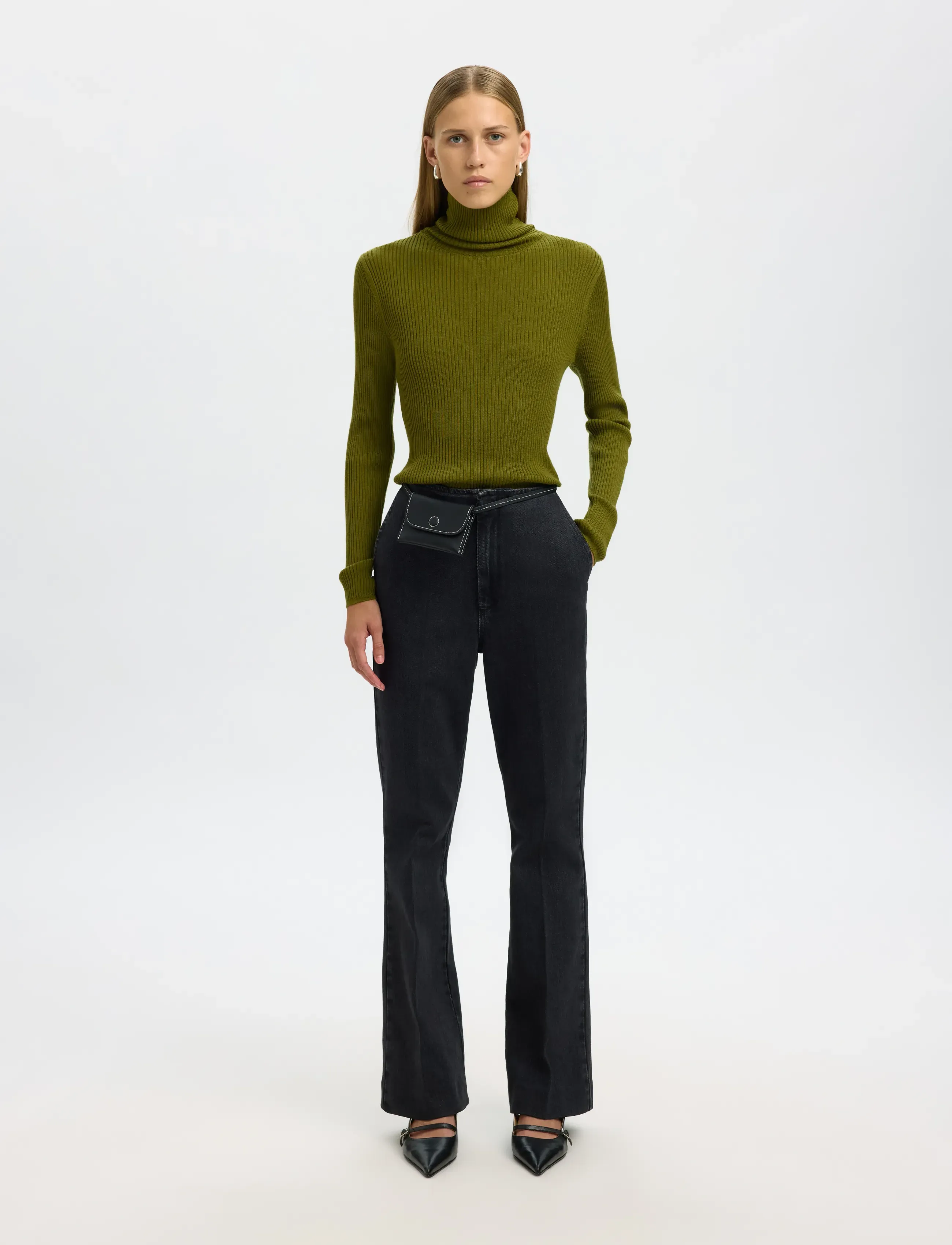 Selected - SLFTHEA LS MERINO WOOL KNIT ROLL NECK - pulls à col roulé - avocado - 5