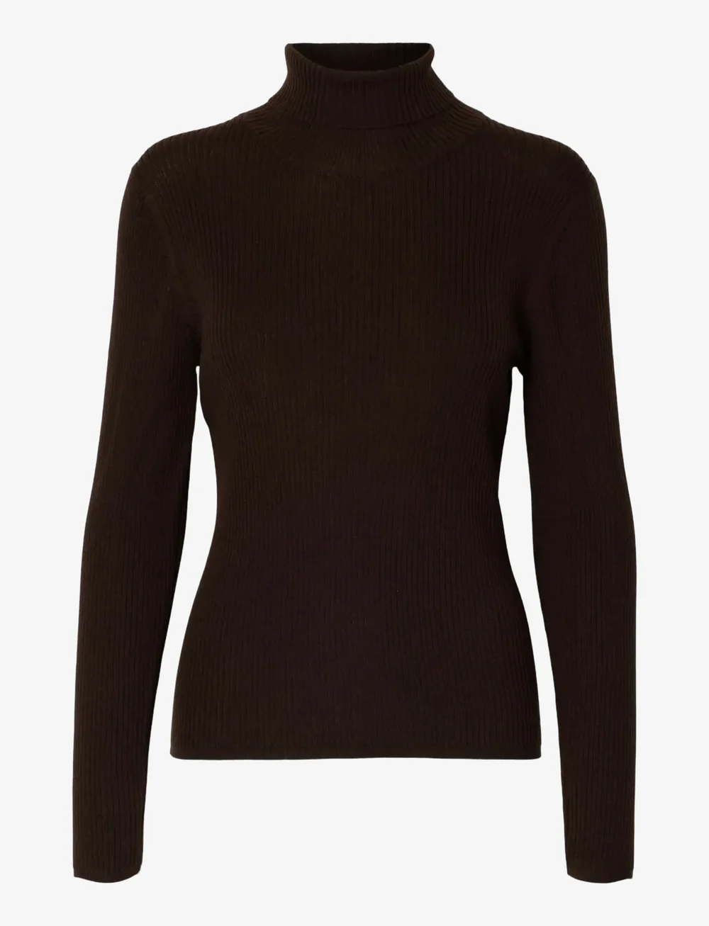 Selected - SLFTHEA LS MERINO WOOL KNIT ROLL NECK - rollkragenpullover - chocolate torte - 1