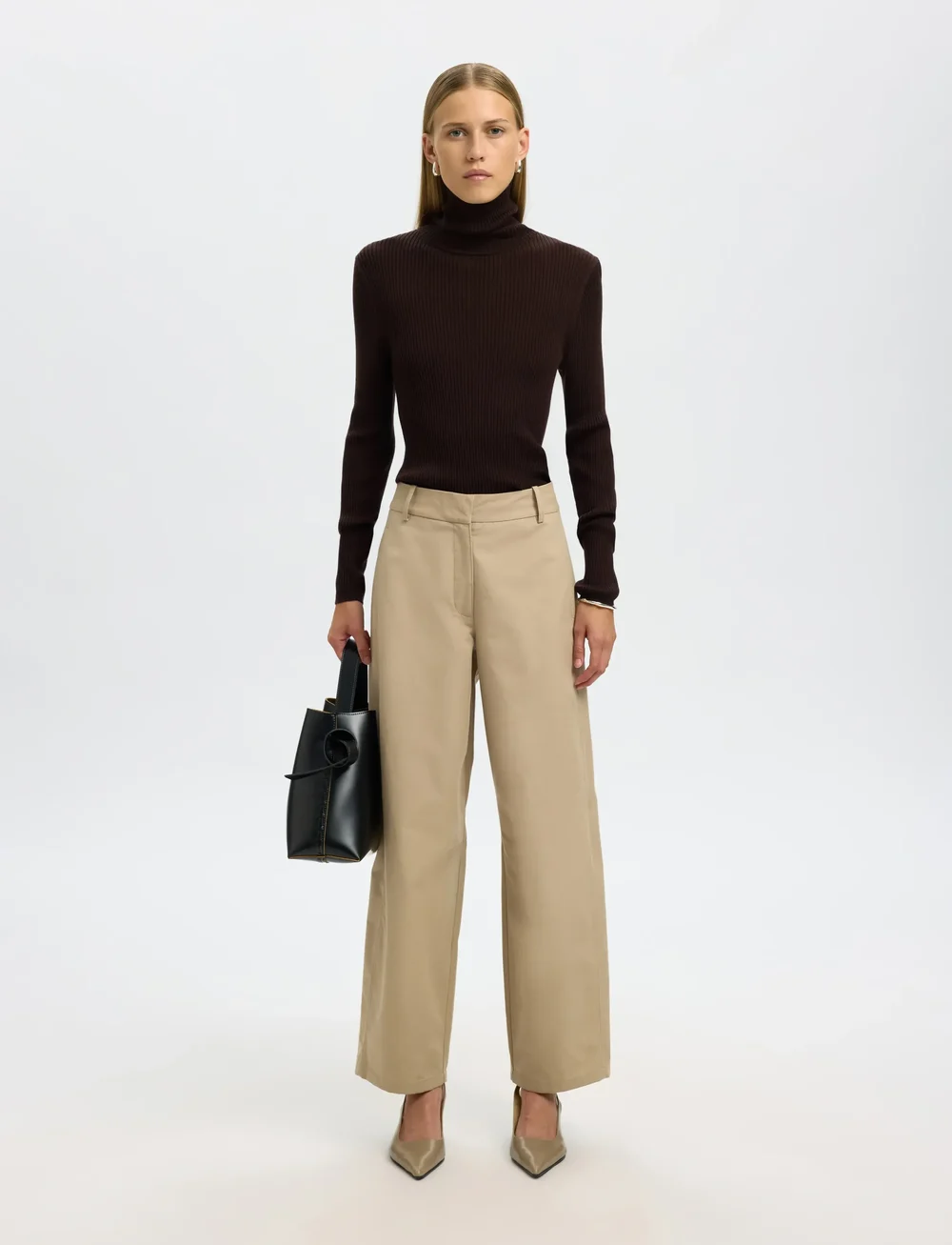Selected - SLFTHEA LS MERINO WOOL KNIT ROLL NECK - rollkragenpullover - chocolate torte - 3