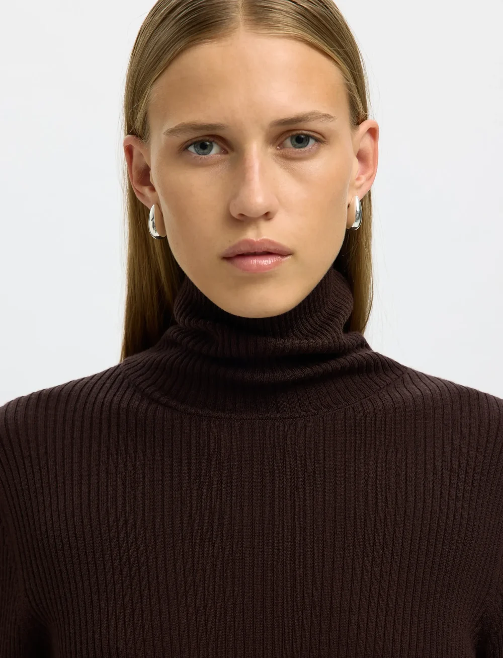 Selected - SLFTHEA LS MERINO WOOL KNIT ROLL NECK - rollkragenpullover - chocolate torte - 4