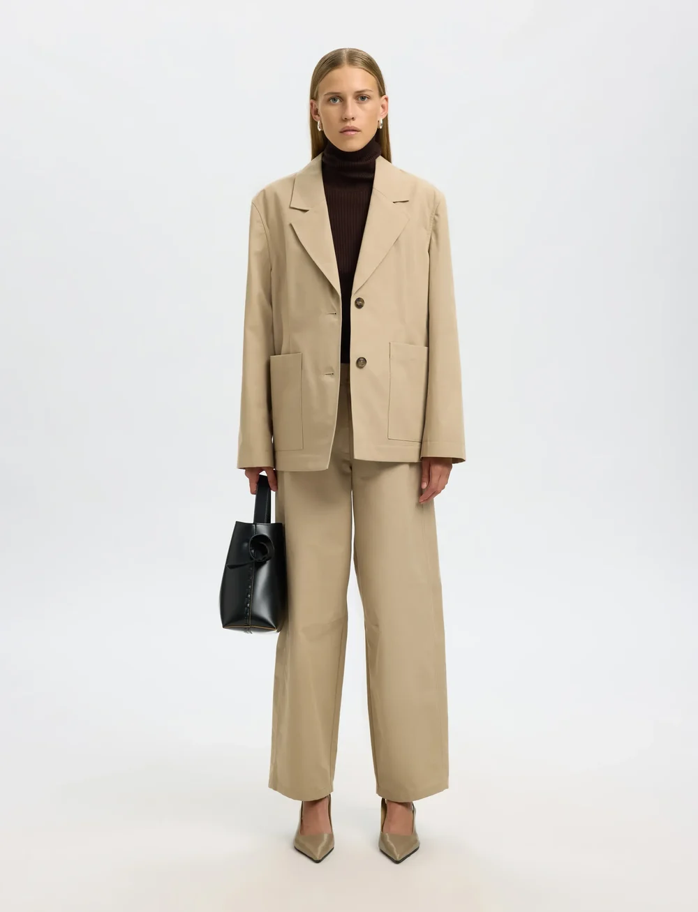 Selected - SLFTHEA LS MERINO WOOL KNIT ROLL NECK - rollkragenpullover - chocolate torte - 5