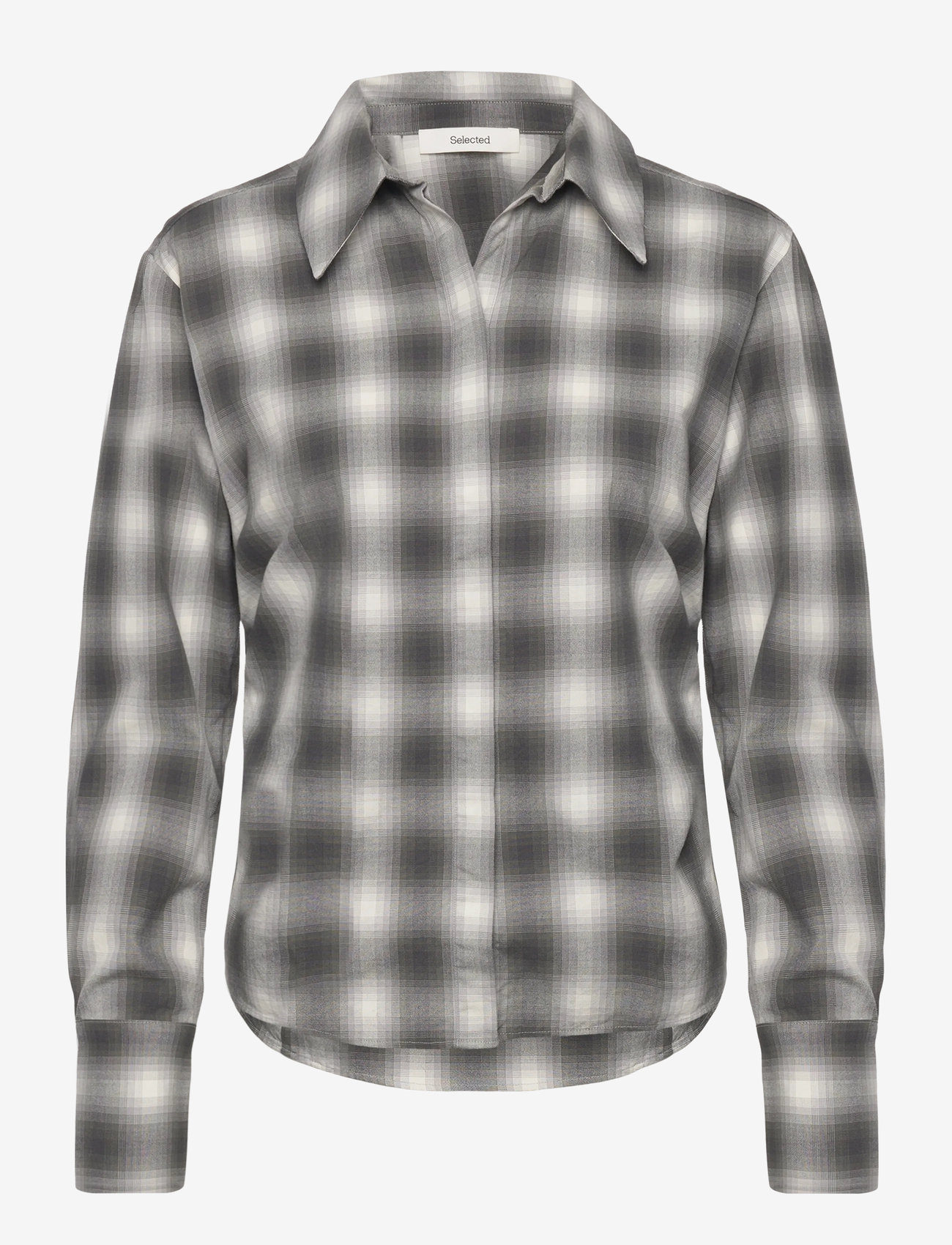 Selected - SLFMAYA SLIM LS CHECKED SHIRT EX - langærmede skjorter - formal gray - 0