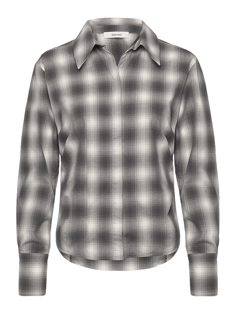 Selected - SLFMAYA SLIM LS CHECKED SHIRT EX - langärmlige hemden - formal gray - 0