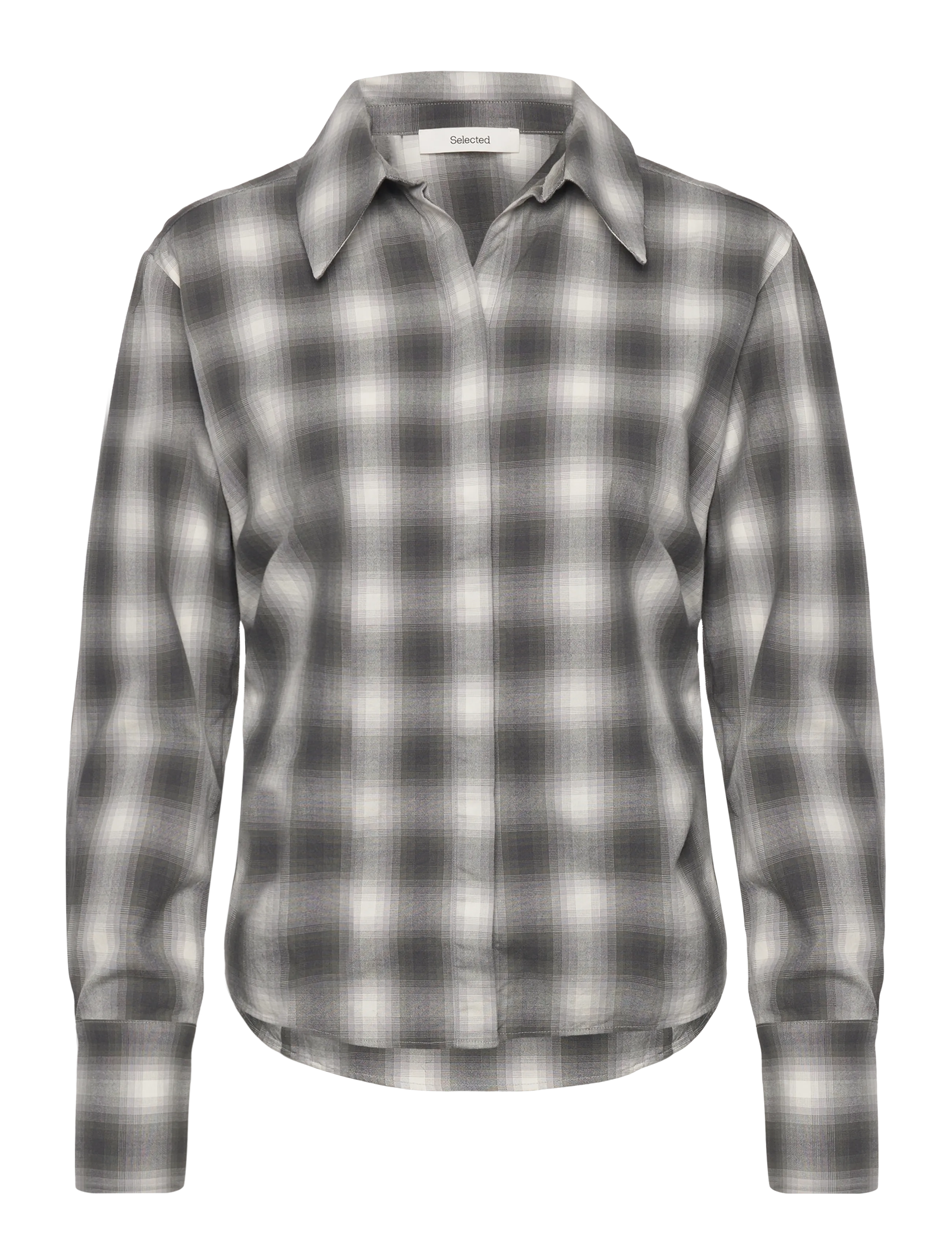 Selected SLFMAYA SLIM LS CHECKED SHIRT EX - Tøj - FORMAL GRAY / grey
