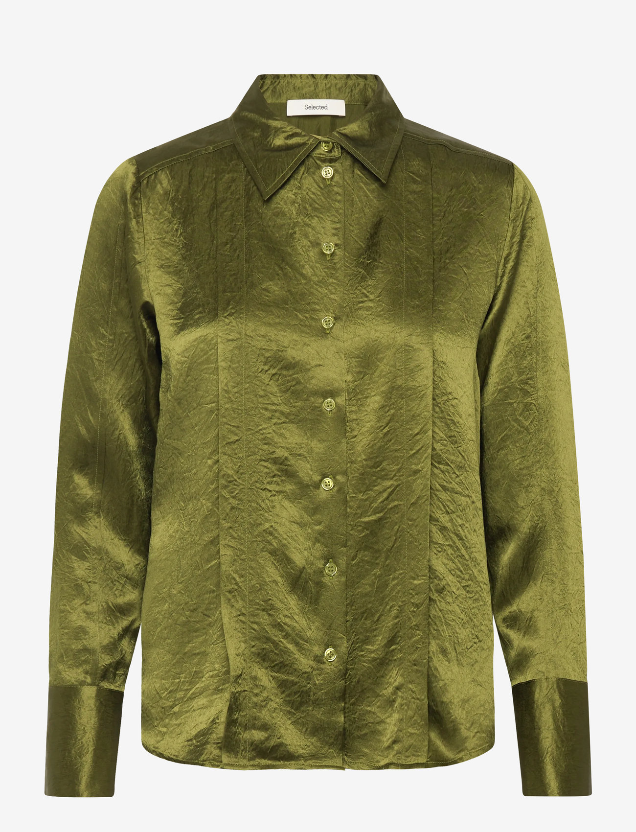 Selected - SLFSELENE LS PANEL SHIRT EX - långärmade skjortor - avocado - 0