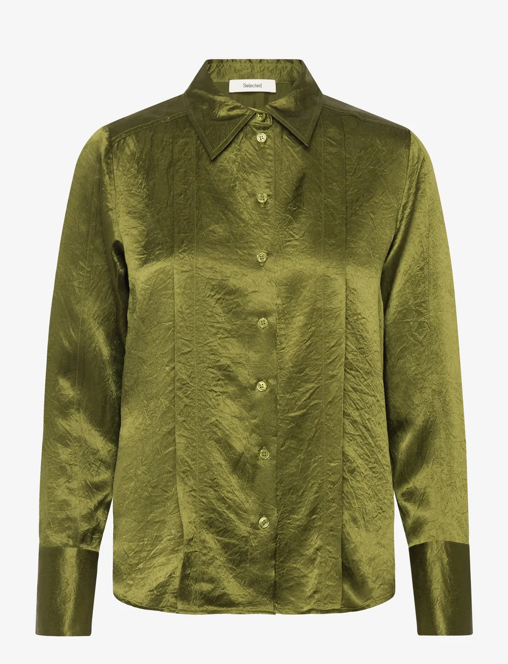 Selected - SLFSELENE LS PANEL SHIRT EX - långärmade skjortor - avocado - 0
