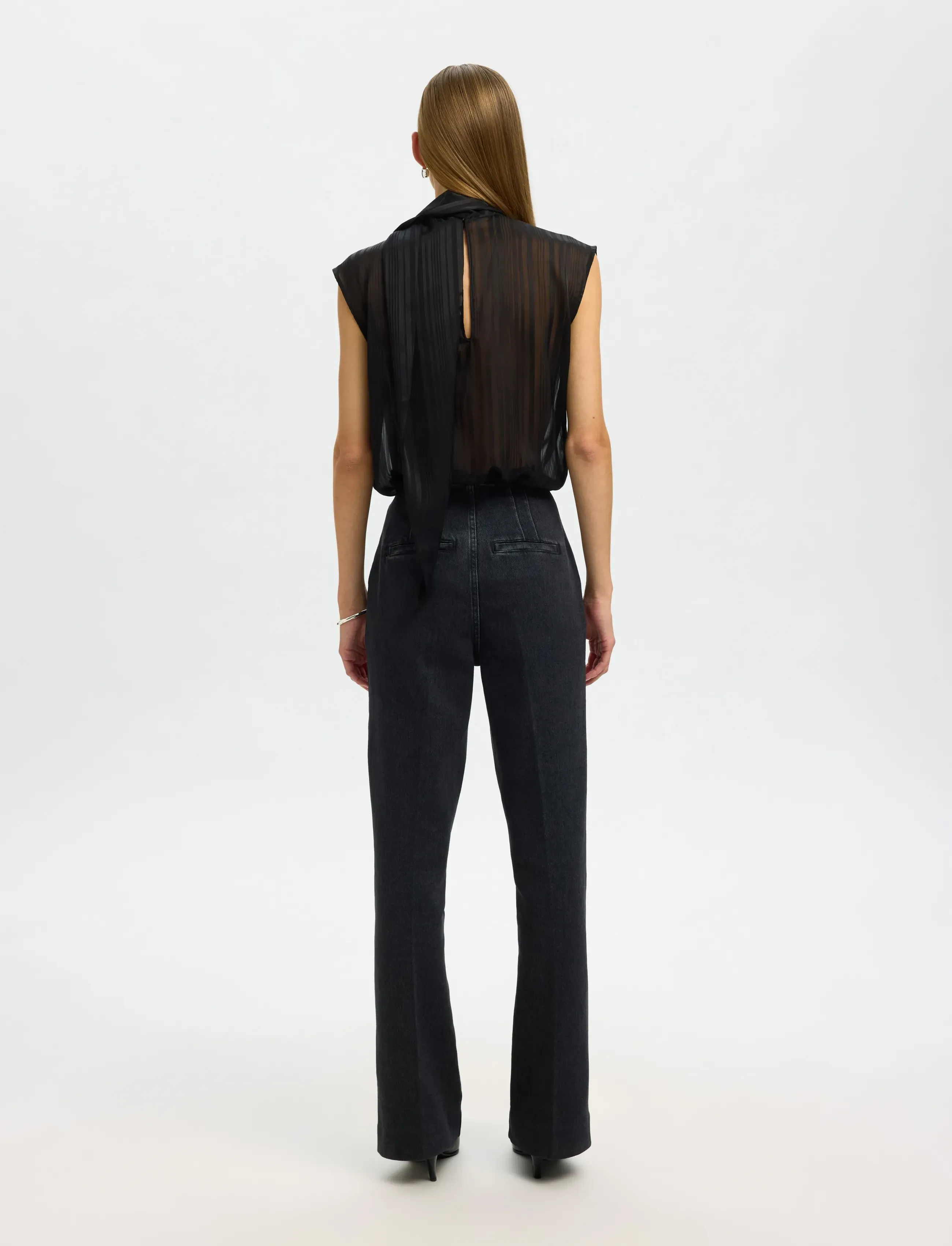 Selected - SLFMARGRETHE SL TIE TOP EX - black - 2