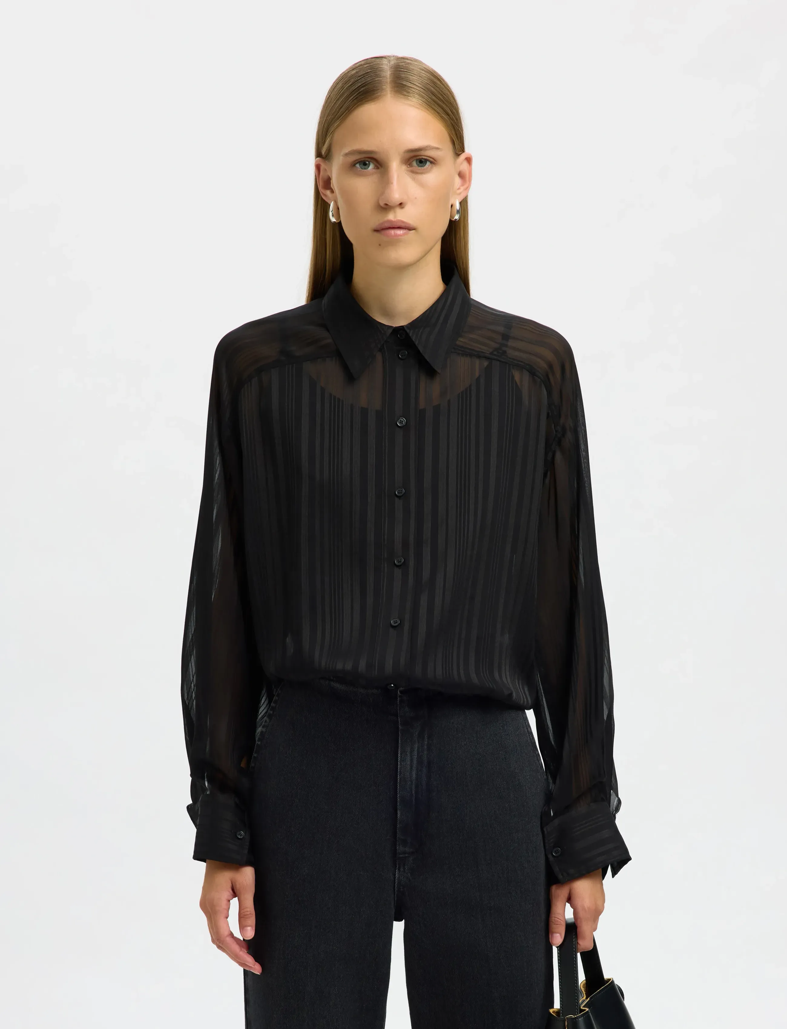 Selected SLFMARGRETHE LS SHIRT EX - Skjorter - BLACK / black