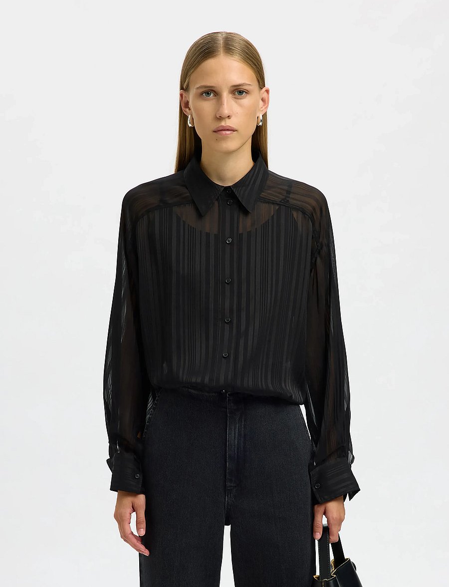 Selected - SLFMARGRETHE LS SHIRT EX - chemises à manches longues - black - 0