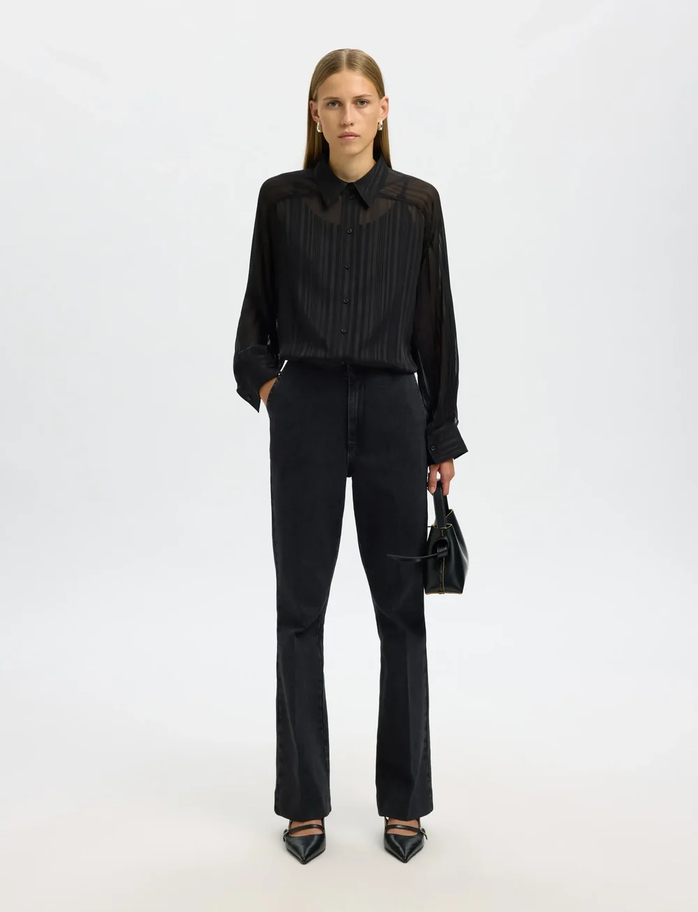 Selected - SLFMARGRETHE LS SHIRT EX - langärmlige hemden - black - 5