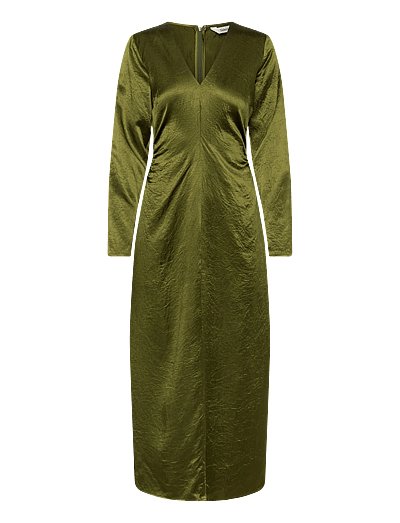 Selected SLFSELENE SLIM LS ANKLE DRESS EX - Sukienki na imprezę - AVOCADO / green
