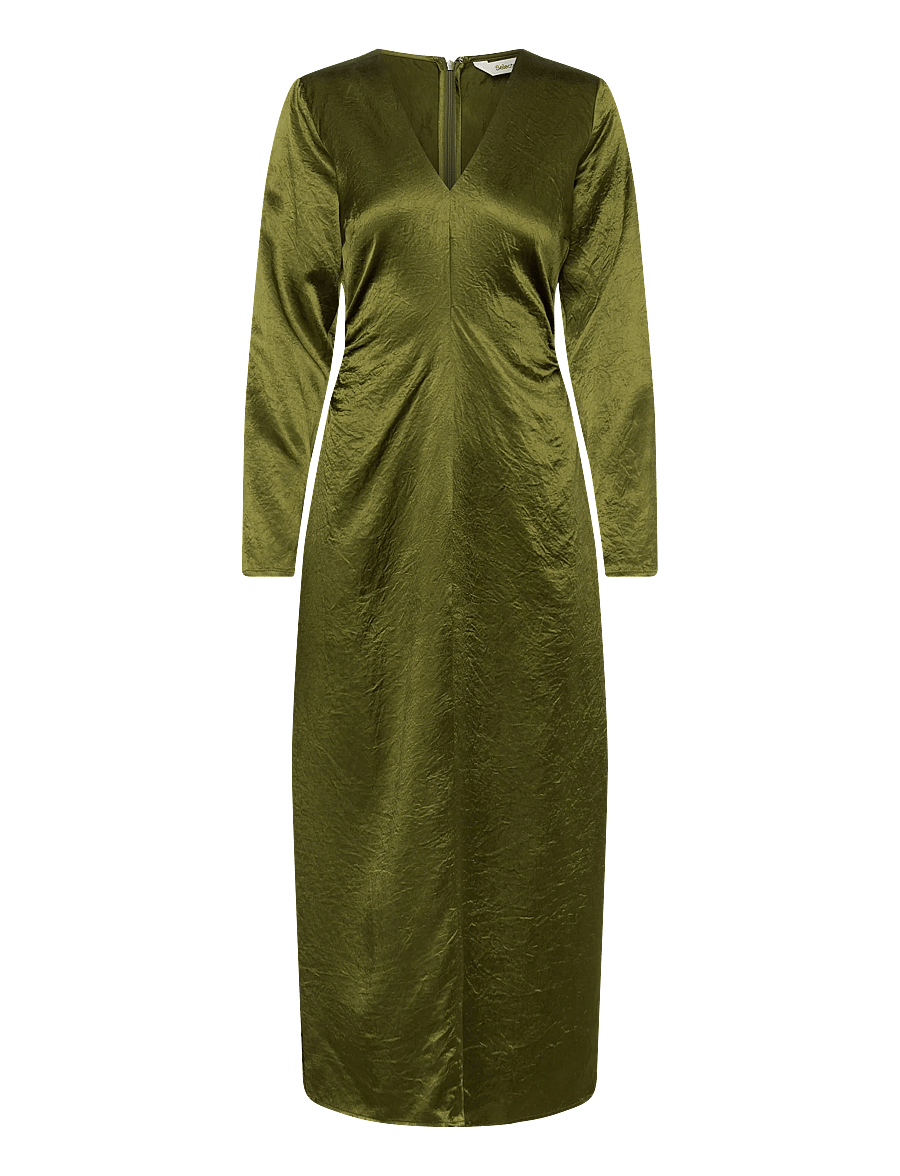 Selected - SLFSELENE SLIM LS ANKLE DRESS EX - pidulikud kleidid - avocado - 0