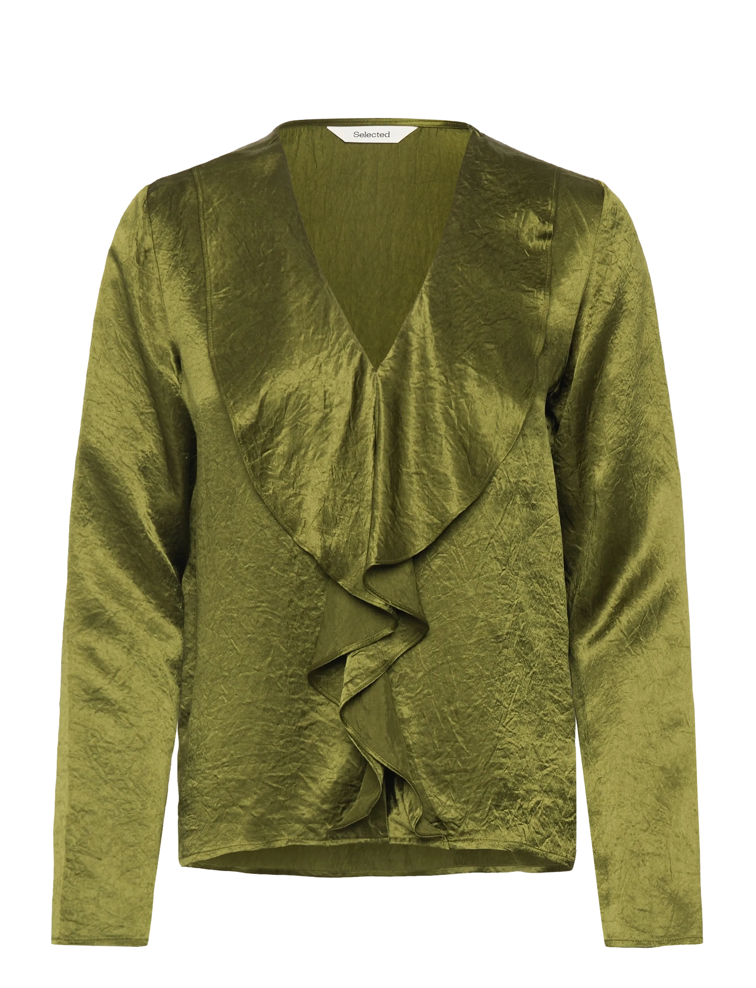 Selected SLFSELENE LS V-NECK TOP EX - Bluser - AVOCADO / green