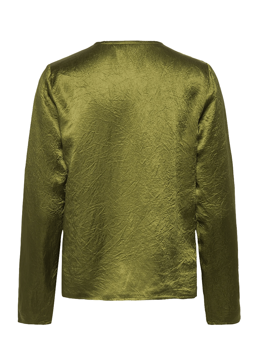 Selected - SLFSELENE LS V-NECK TOP EX - langærmede bluser - avocado - 1