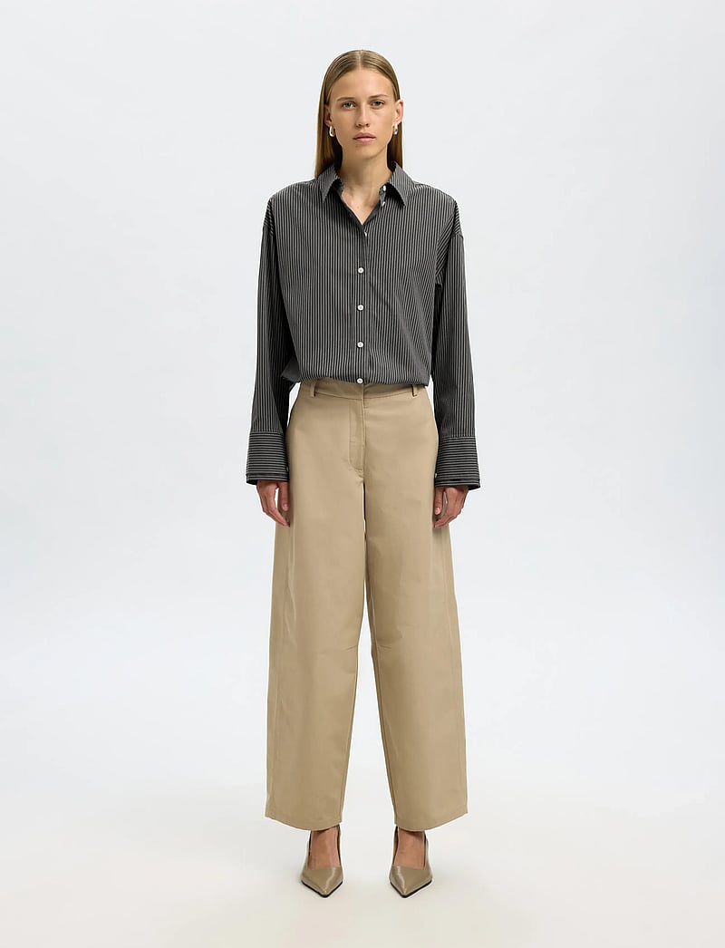 Selected - SLFDAN LS OVERSIZED SHIRT EX - long-sleeved shirts - chocolate torte - 3