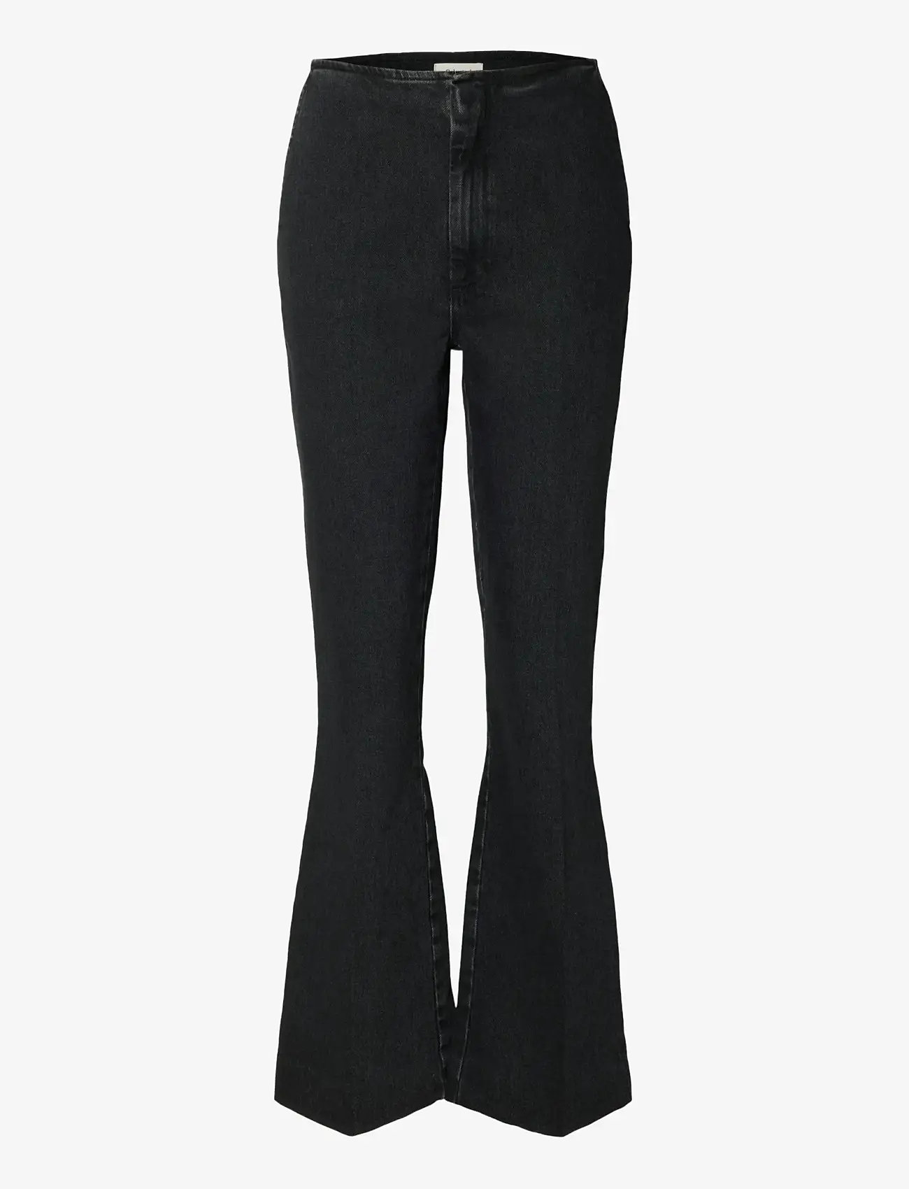 Selected - SLFJULIE-KORI HW FLARED JEANS EX - utsvängda jeans - black denim - 1