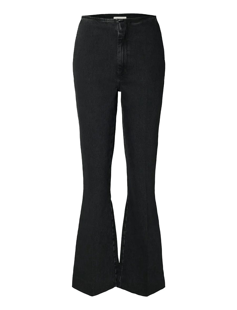 Selected - SLFJULIE-KORI HW FLARED JEANS EX - schlaghosen - black denim - 1