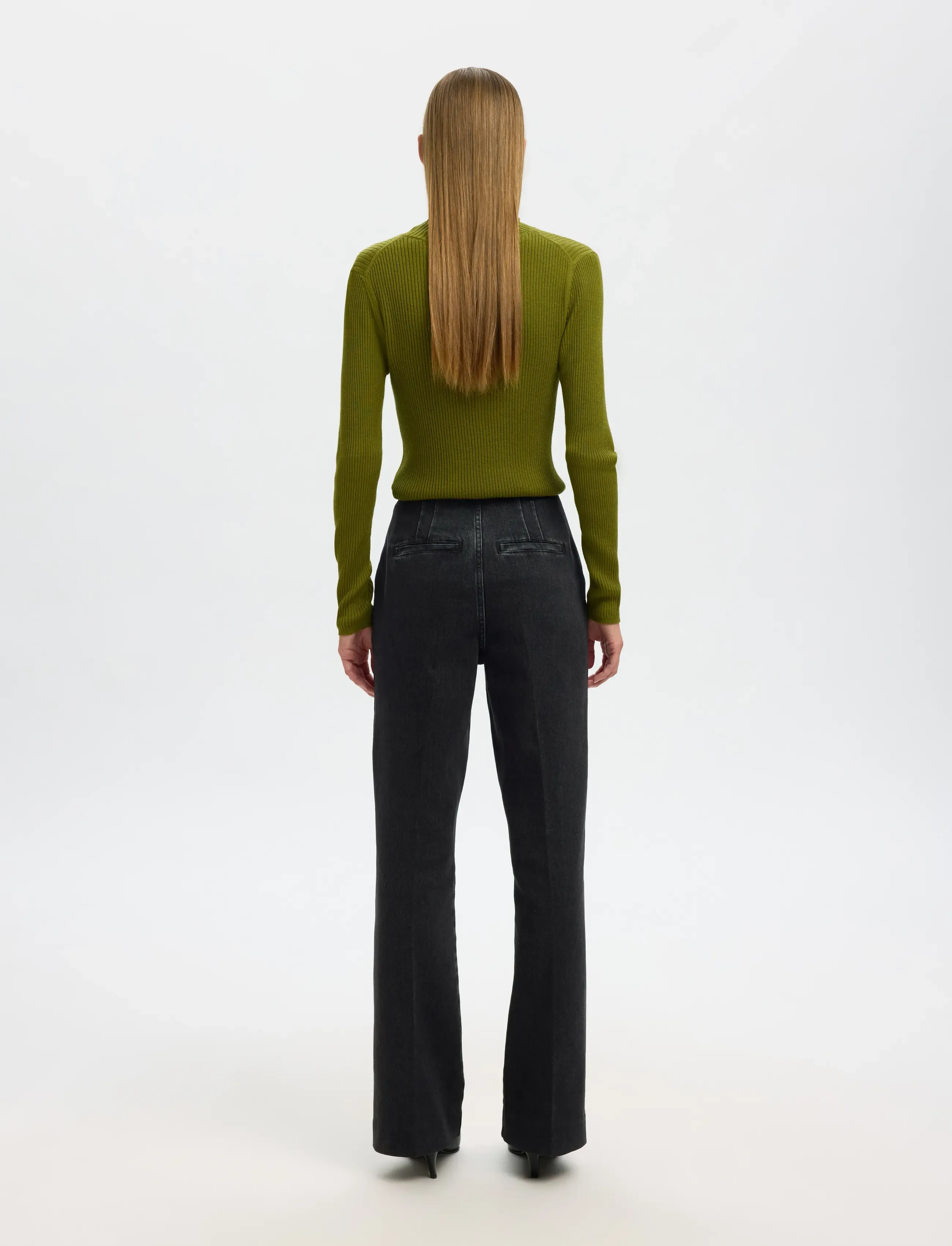 Selected - SLFJULIE-KORI HW FLARED JEANS EX - flared jeans - black denim - 2