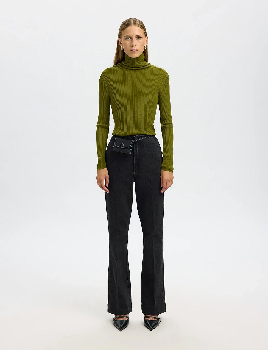 Selected - SLFJULIE-KORI HW FLARED JEANS EX - schlaghosen - black denim - 3