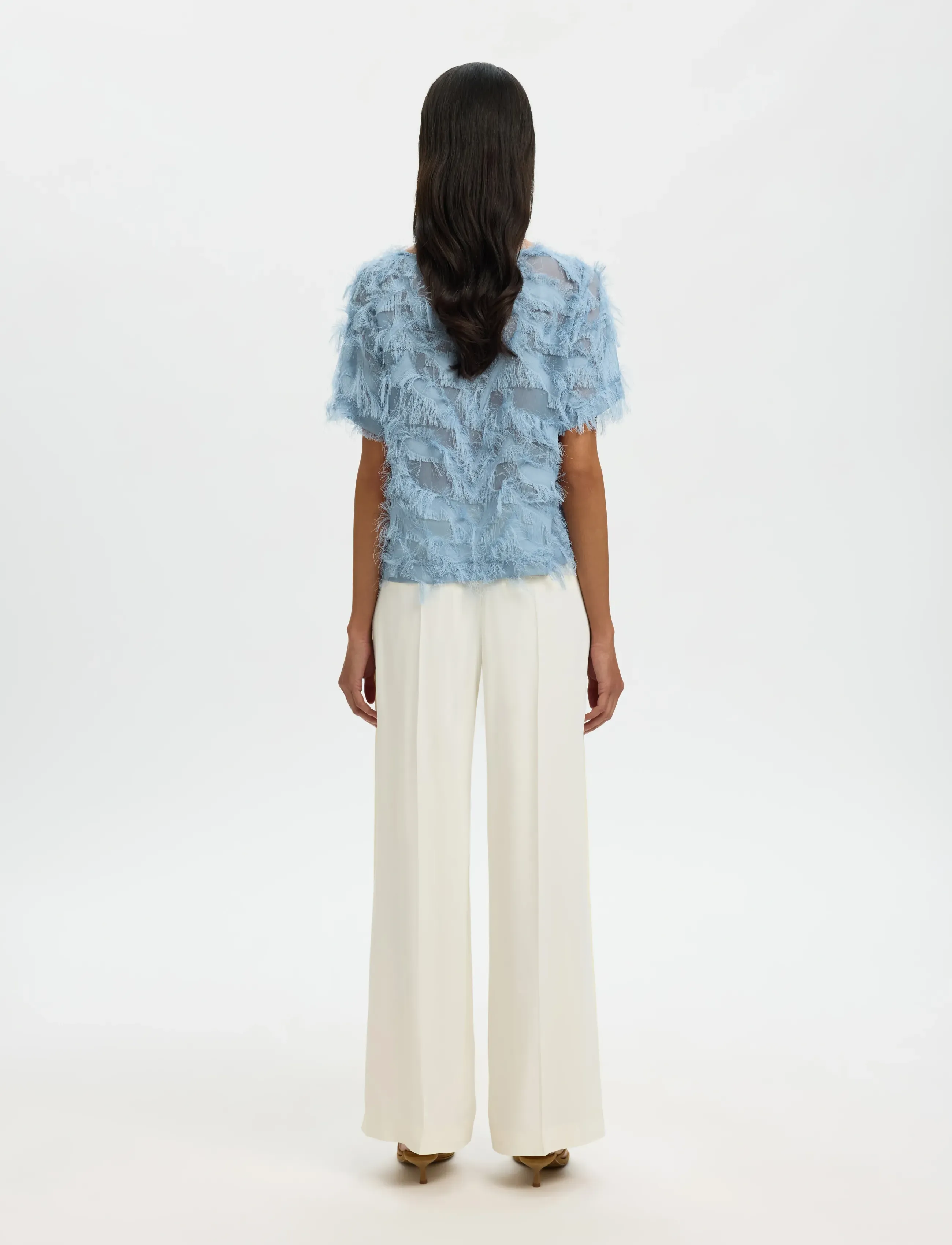 Selected - SLFMYLINE SS BOAT NECK TOP B - kortærmede bluser - dusty blue - 2