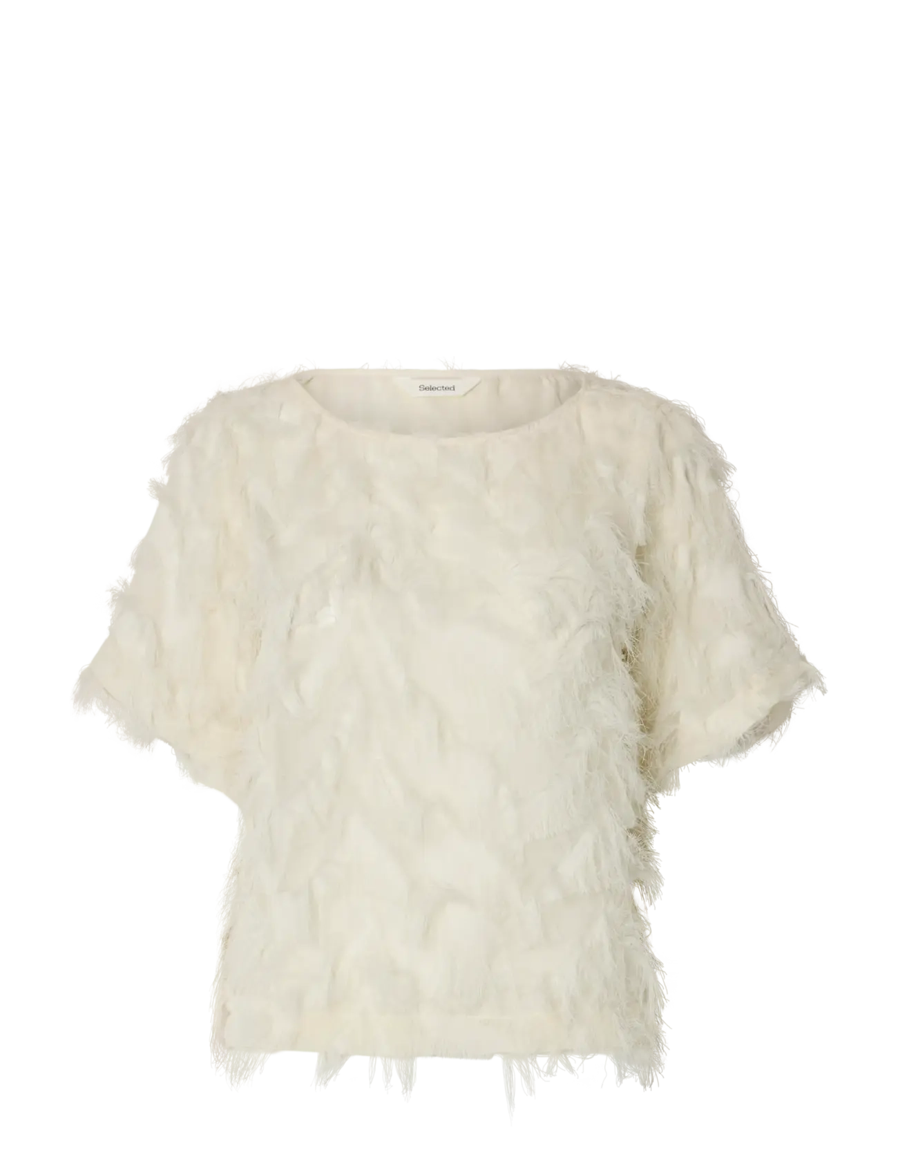 Selected SLFMYLINE SS BOAT NECK TOP B - Selected - EGRET / cream