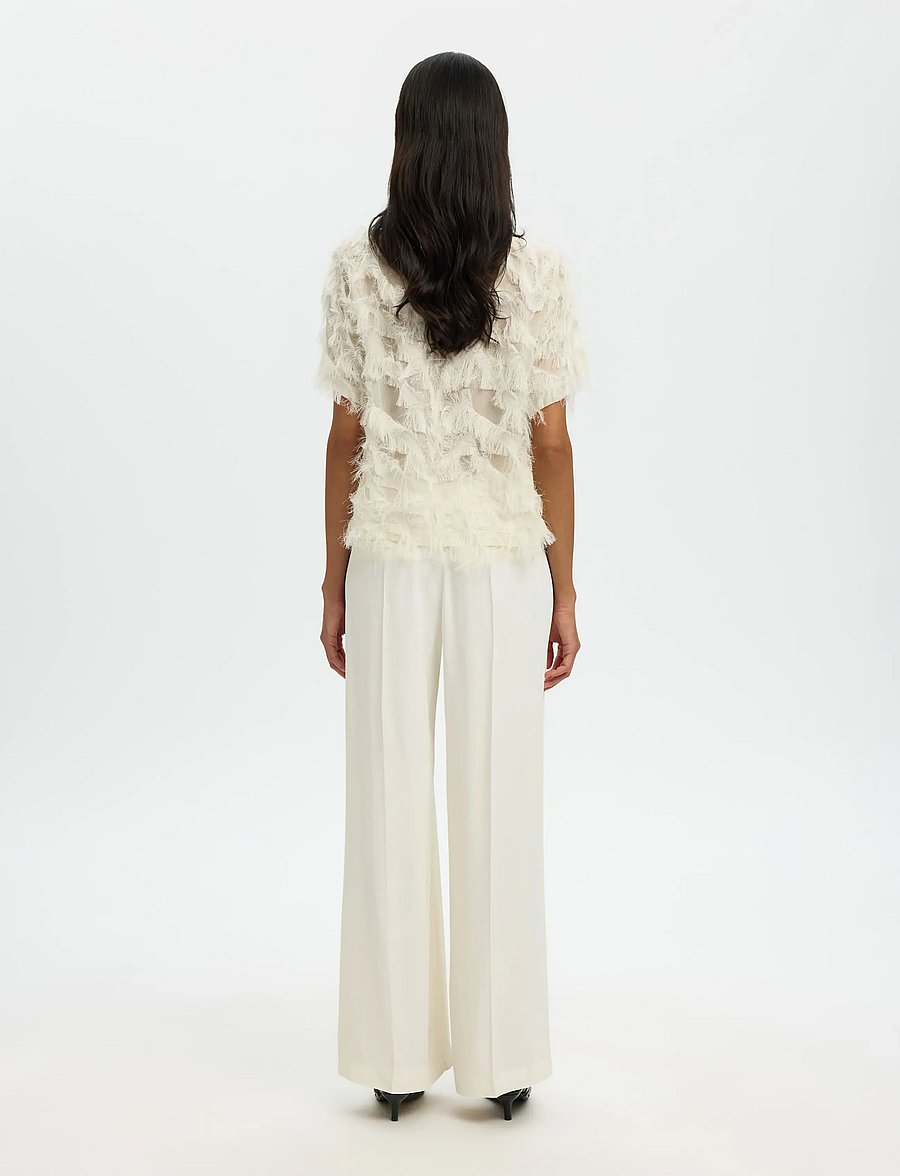 Selected - SLFMYLINE SS BOAT NECK TOP B - kortärmade blusar - egret - 2