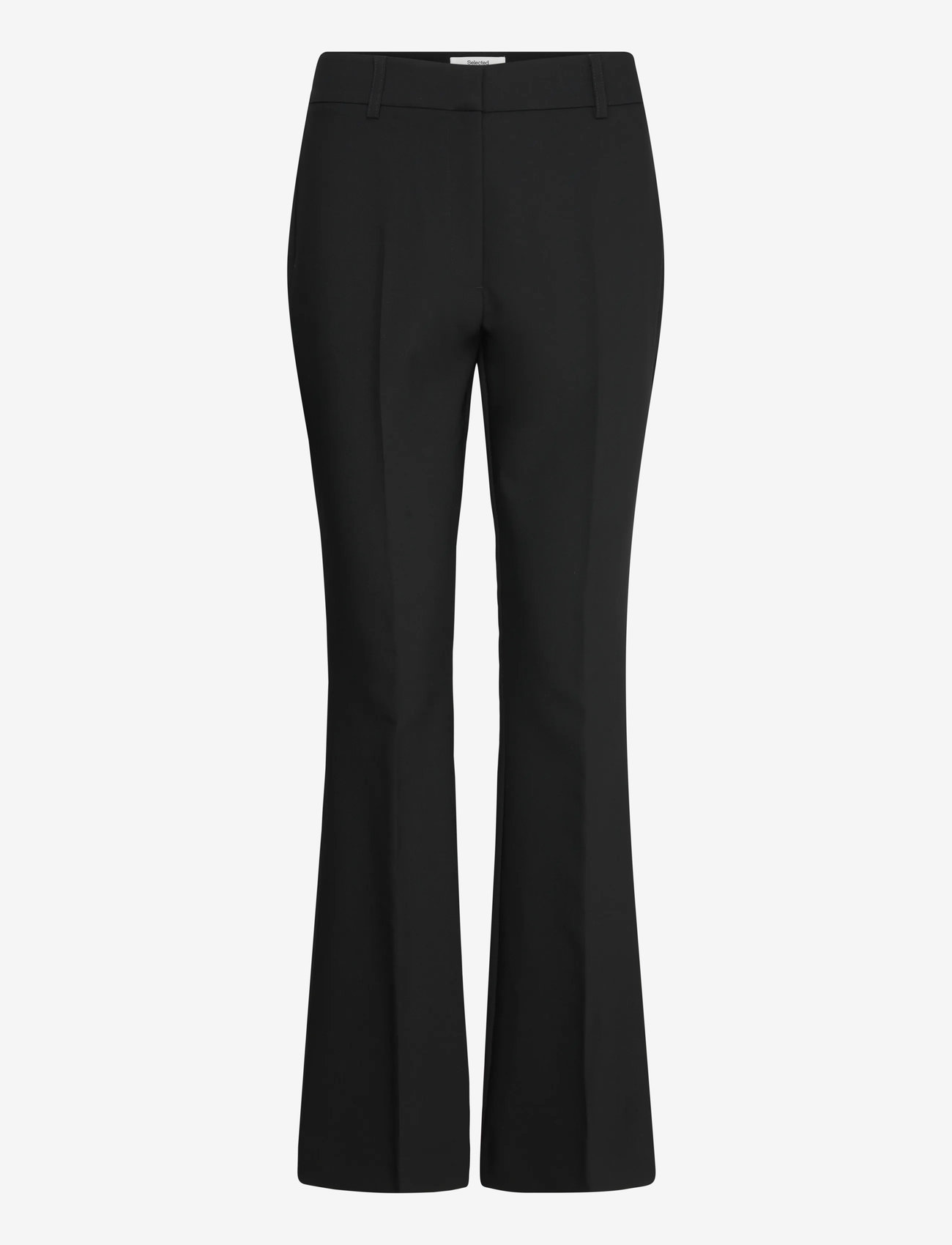 Selected - SLFRITA MW SLIM FLARED PANT FD - utsvängda byxor - black - 1