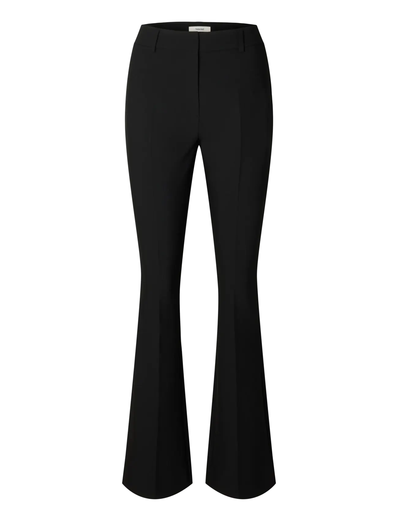 Selected SLFRITA MW SLIM FLARED PANT FD - Plus Size - BLACK / black