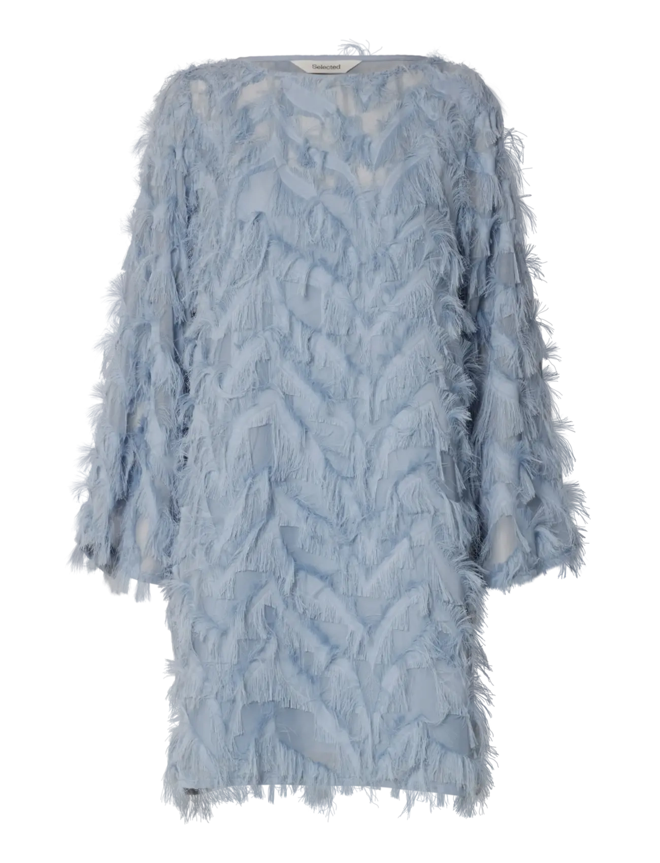 Selected SLFMYLINE RELAXED LS BOAT NECK DRESS B - Minikleidid - DUSTY BLUE / blue