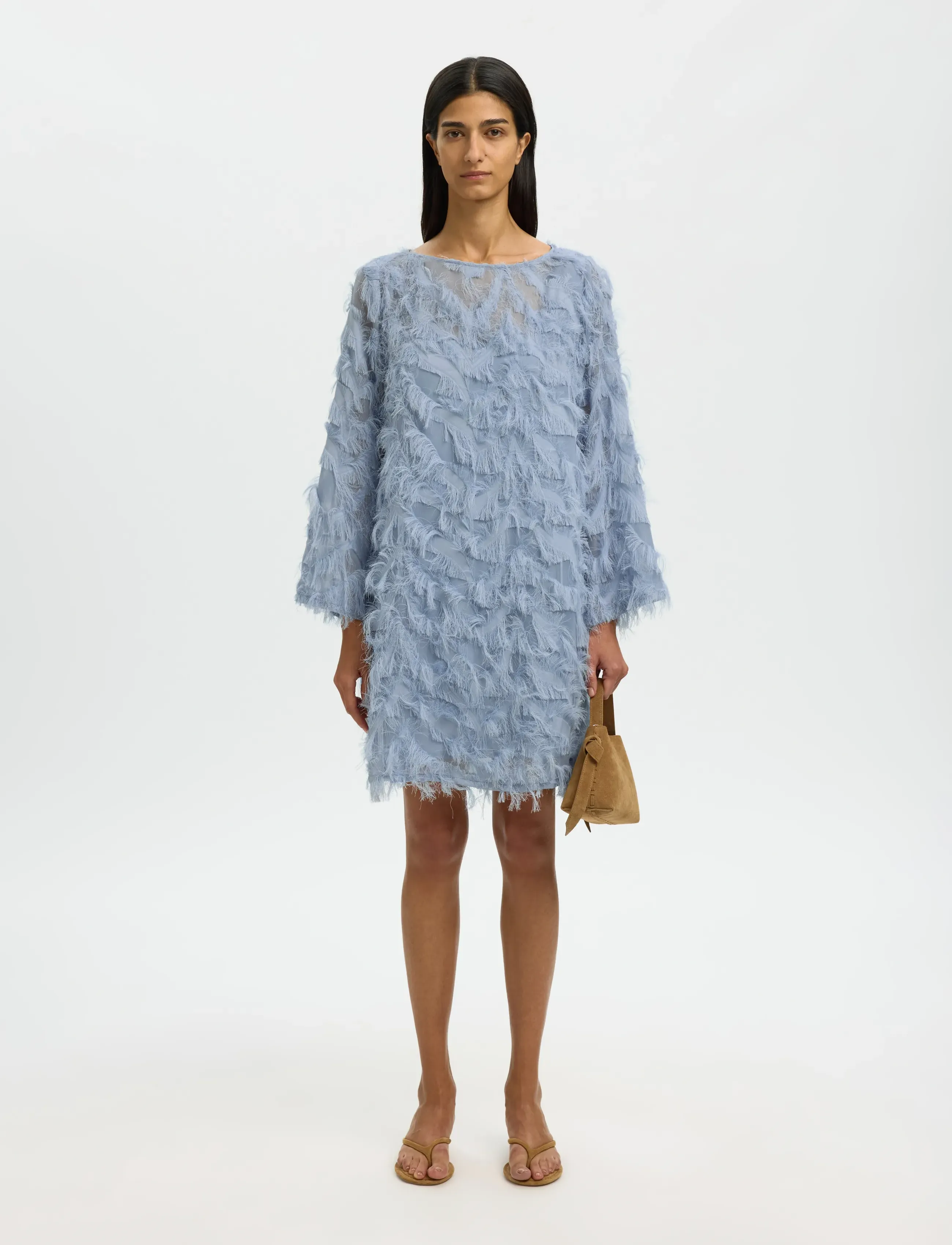 Selected - SLFMYLINE RELAXED LS BOAT NECK DRESS B - robes de fête - dusty blue - 3