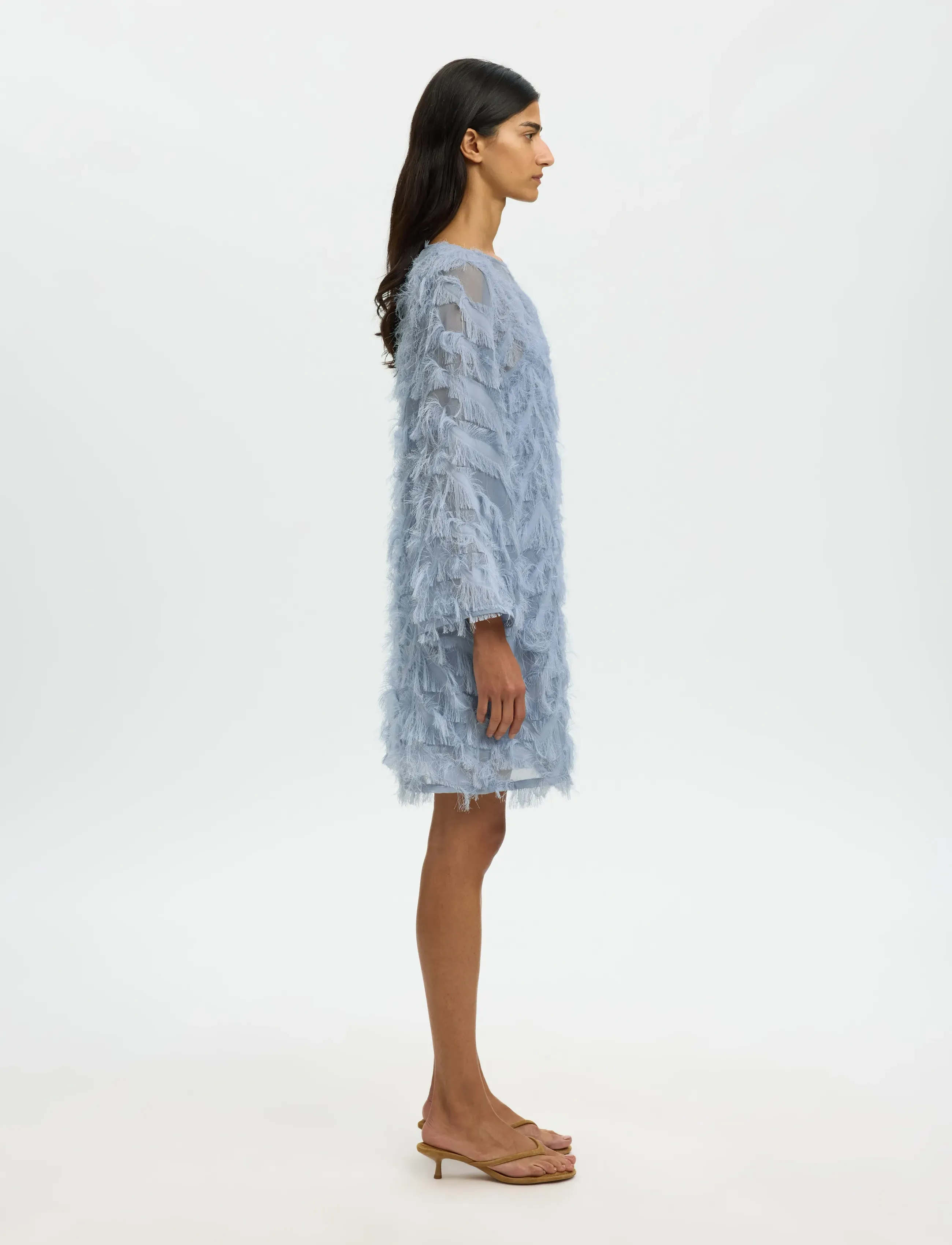Selected - SLFMYLINE RELAXED LS BOAT NECK DRESS B - robes de fête - dusty blue - 4