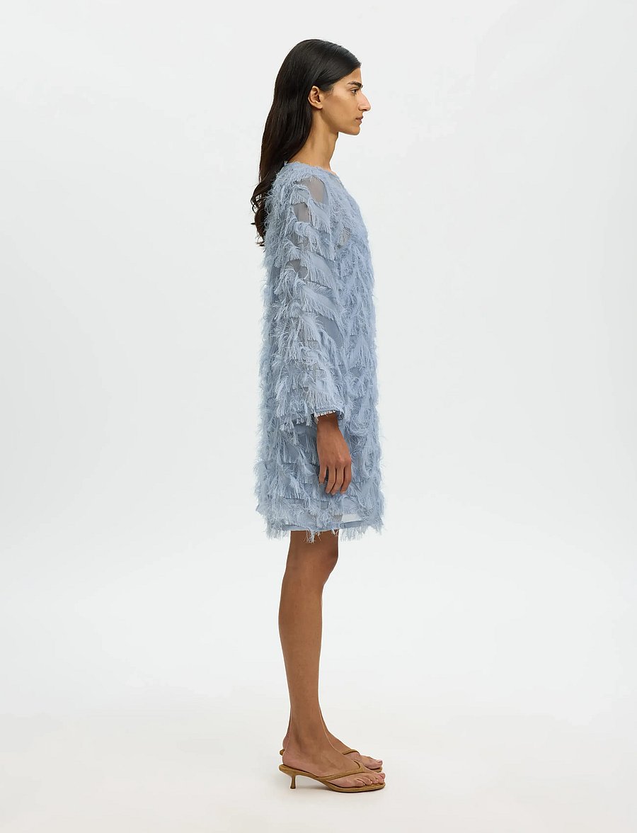 Selected - SLFMYLINE RELAXED LS BOAT NECK DRESS B - robes de fête - dusty blue - 4