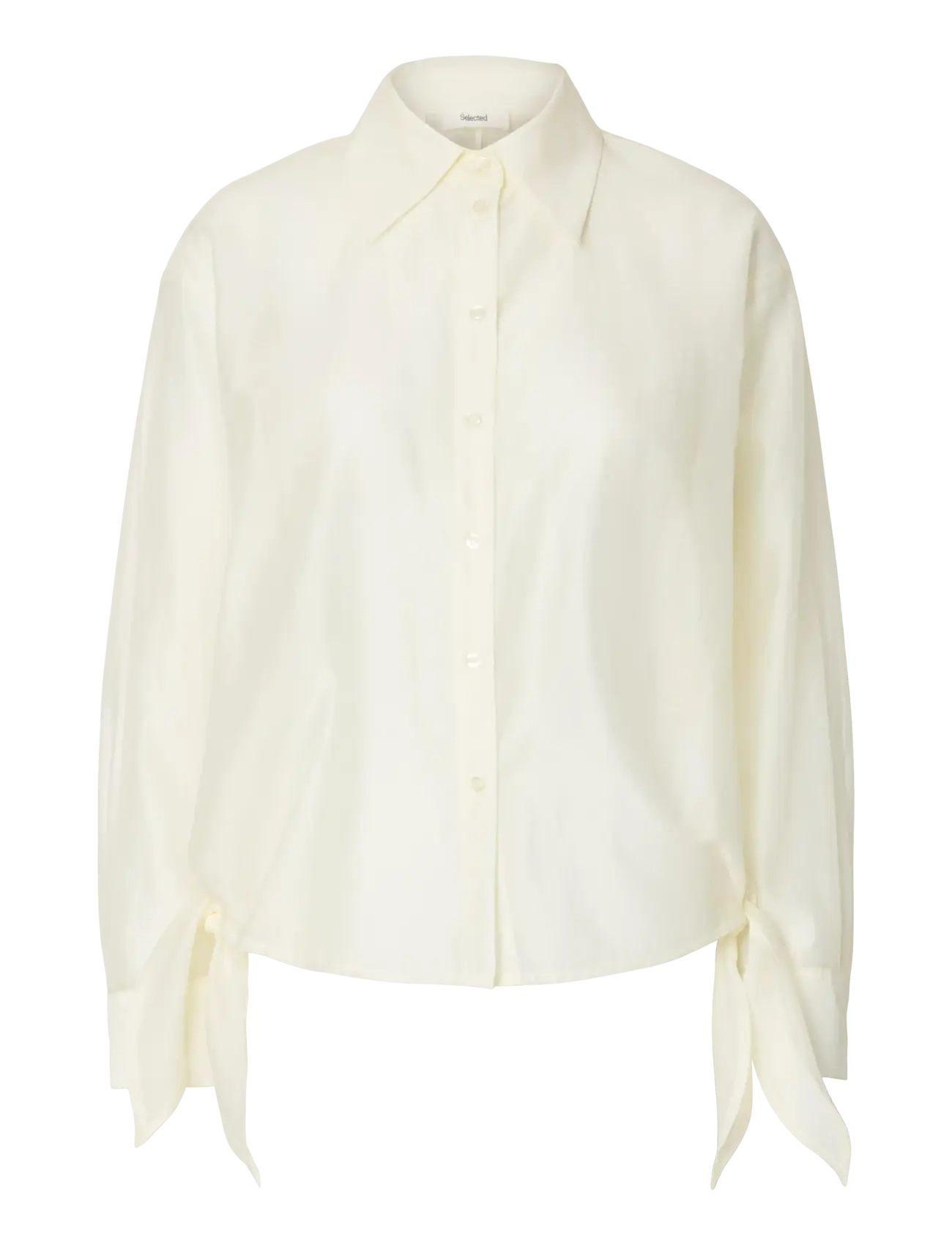 Selected SLFIRIS RELAXED LS TIE DETAIL SHIRT B - Tøj - EGRET / cream