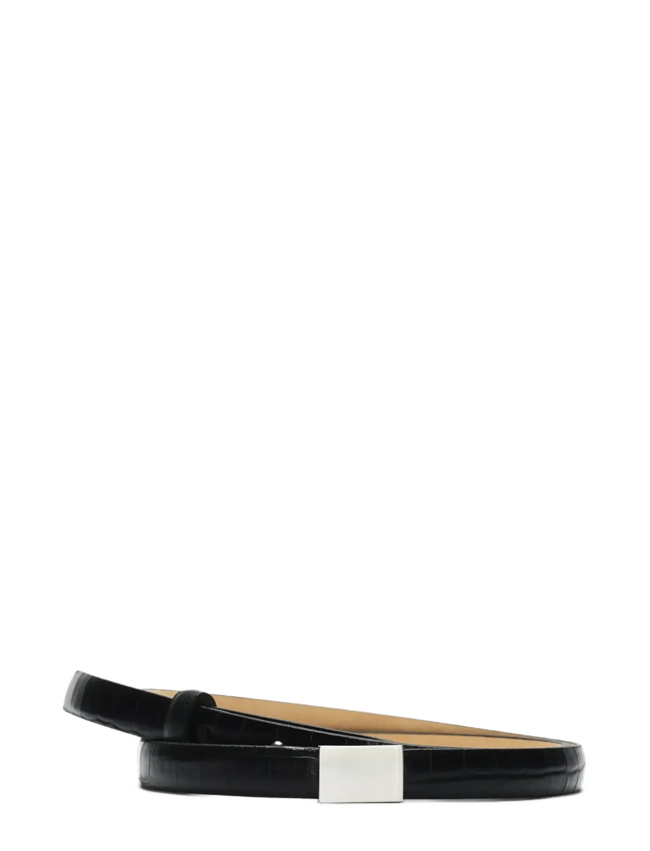 Selected SLFBABETH SLIM LEATHER BELT - Accessories - BLACK / black