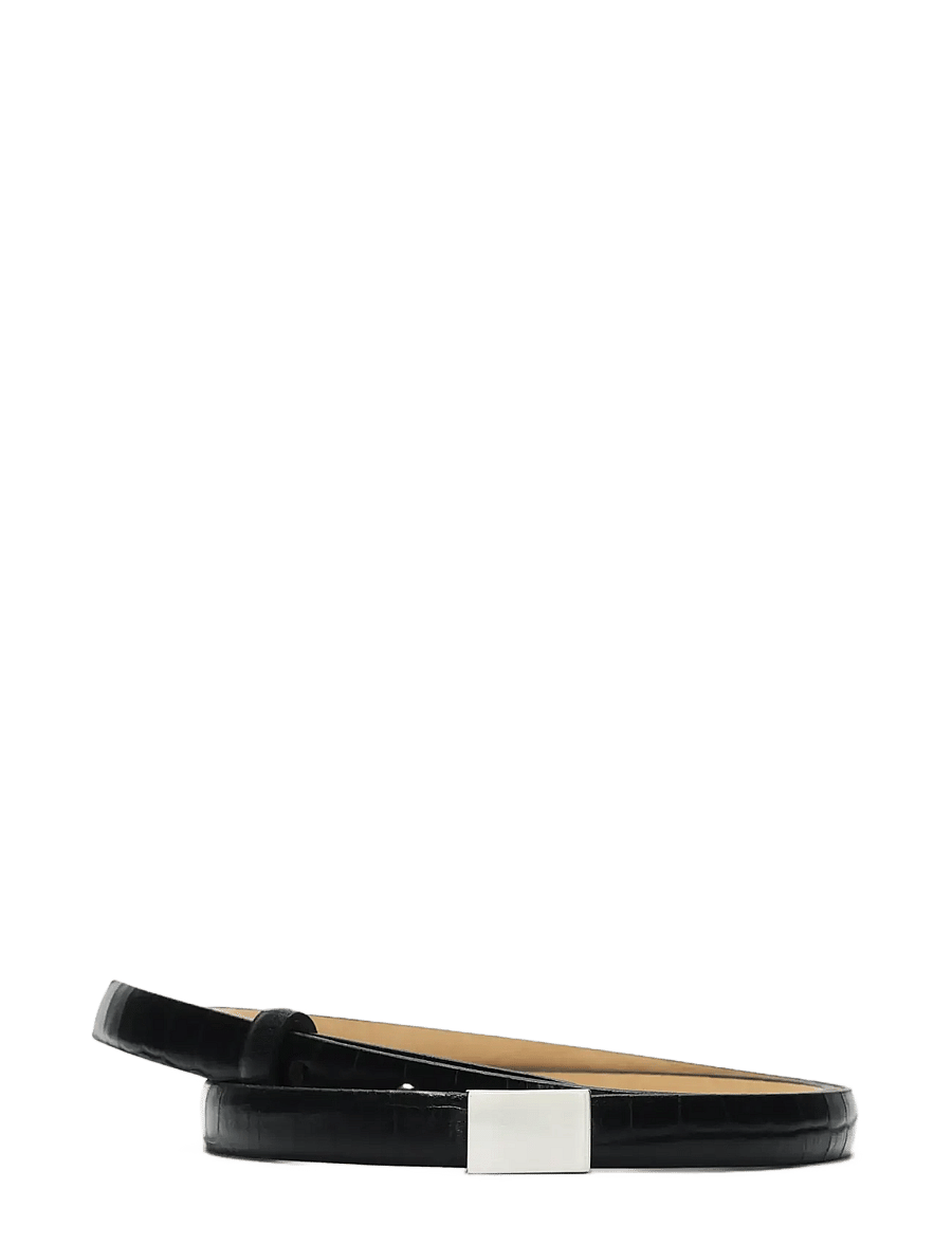 Selected - SLFBABETH SLIM LEATHER BELT - läderskärp - black - 1
