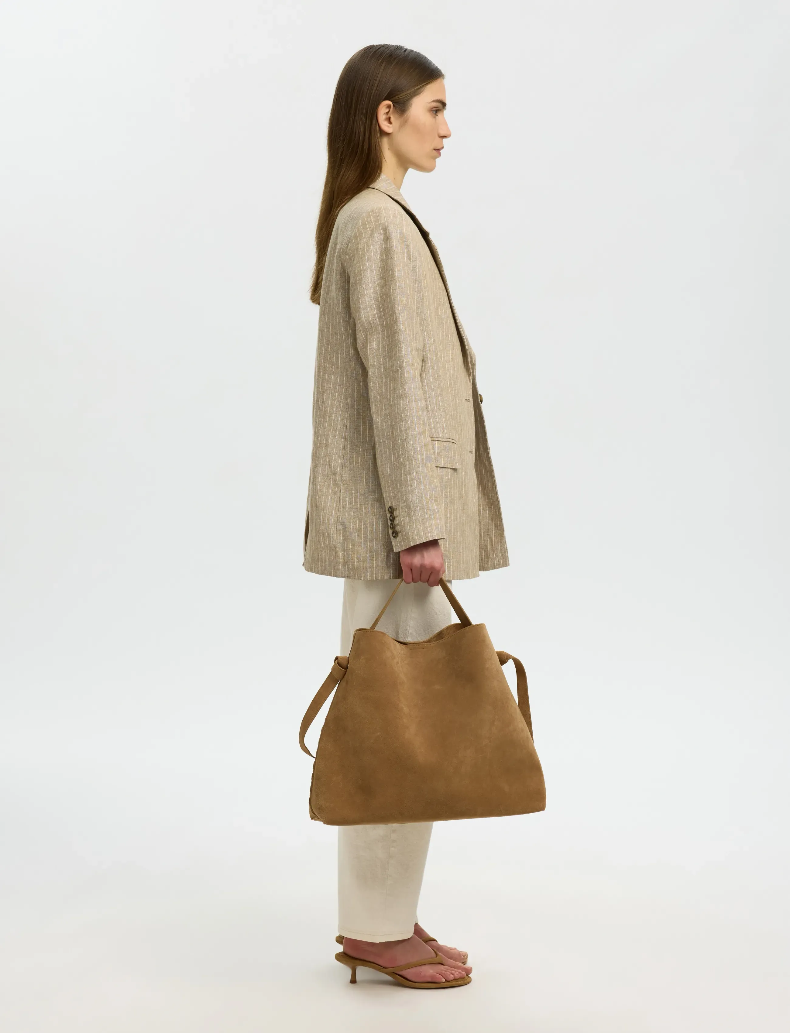 Selected - SLFSTELLA LARGE SUEDE BAG - tan - 3
