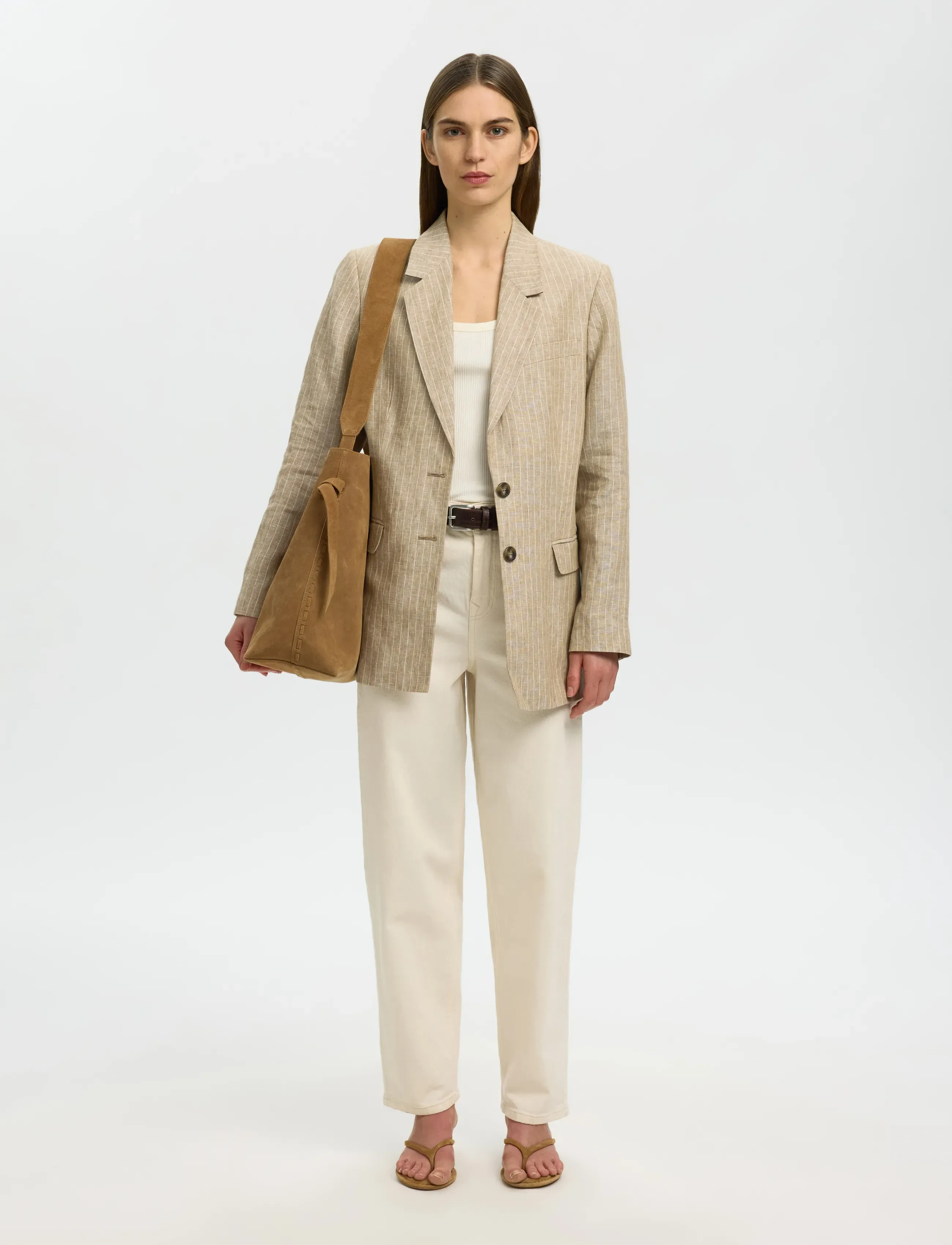 Selected - SLFSTELLA LARGE SUEDE BAG - tan - 4