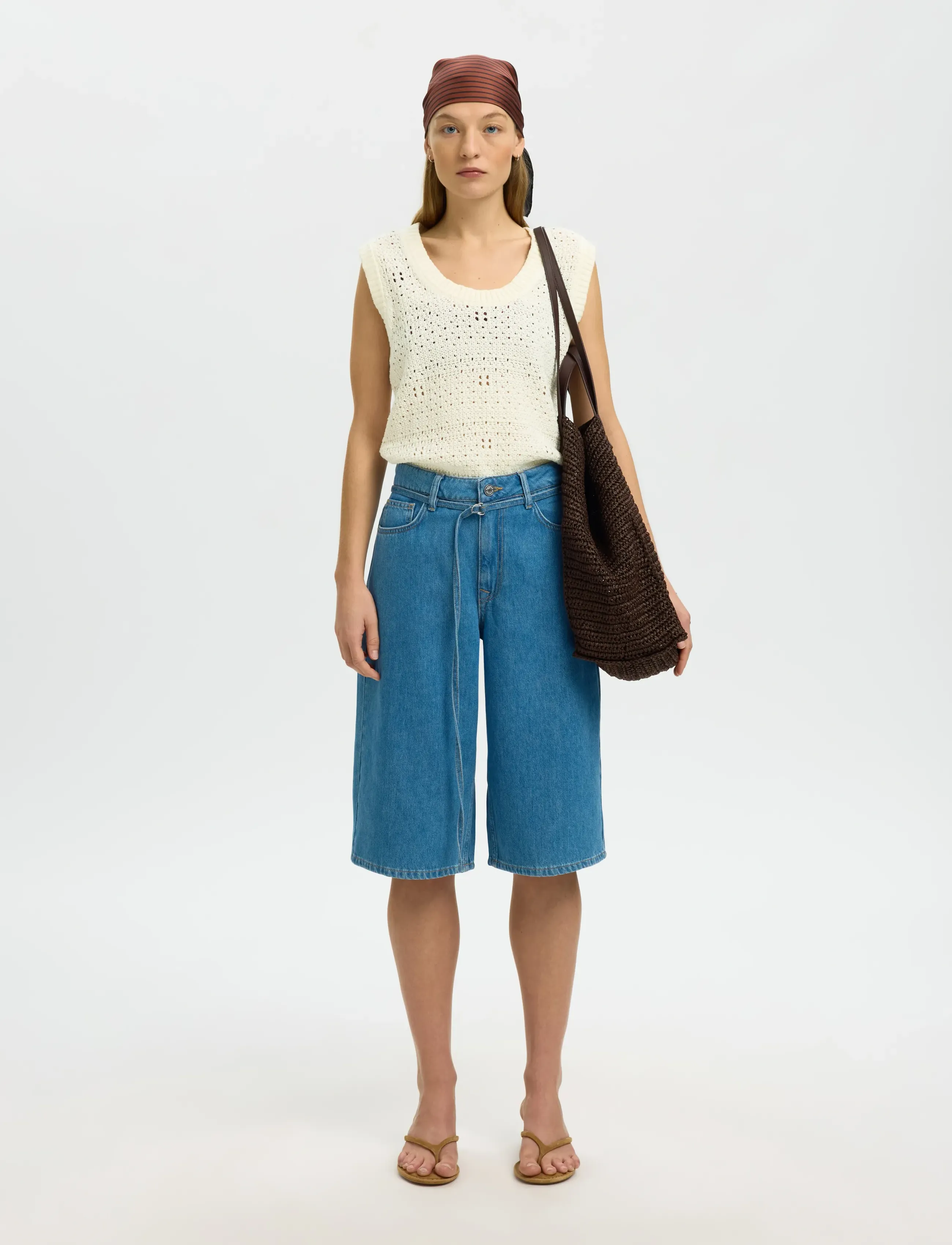 Selected - SLFKARLA SL KNIT U-NECK TOP - vestes tricot - egret - 4