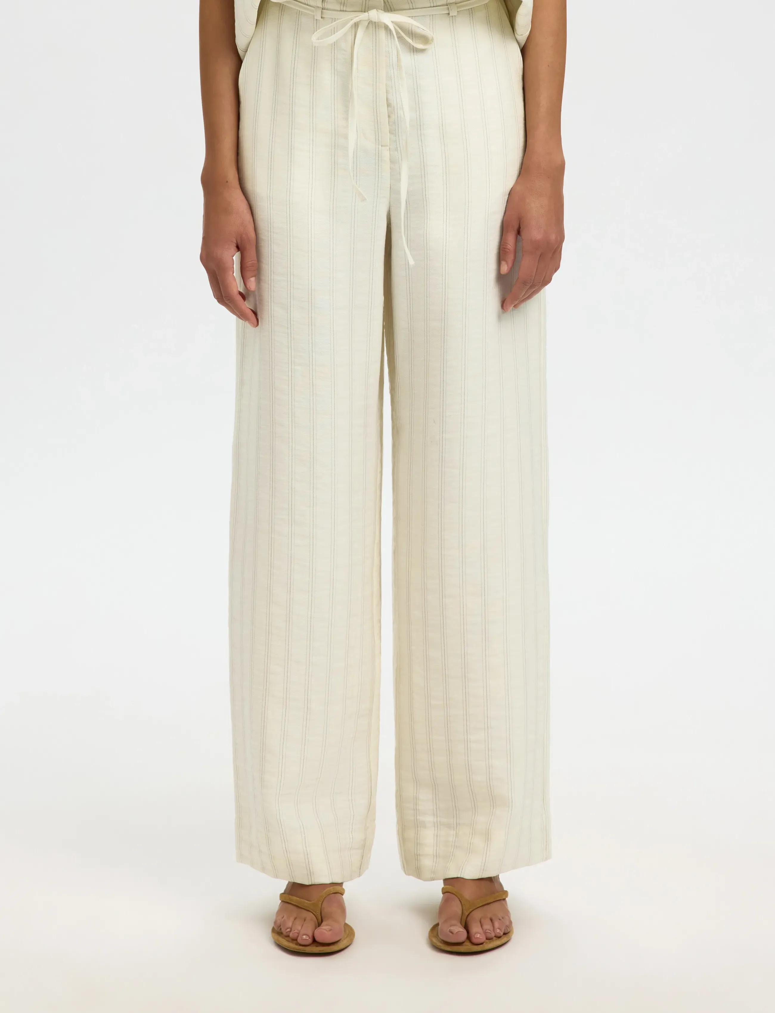 Selected SLFMARIE-JOHANNE HW PANT B - Tøj - EGRET / cream