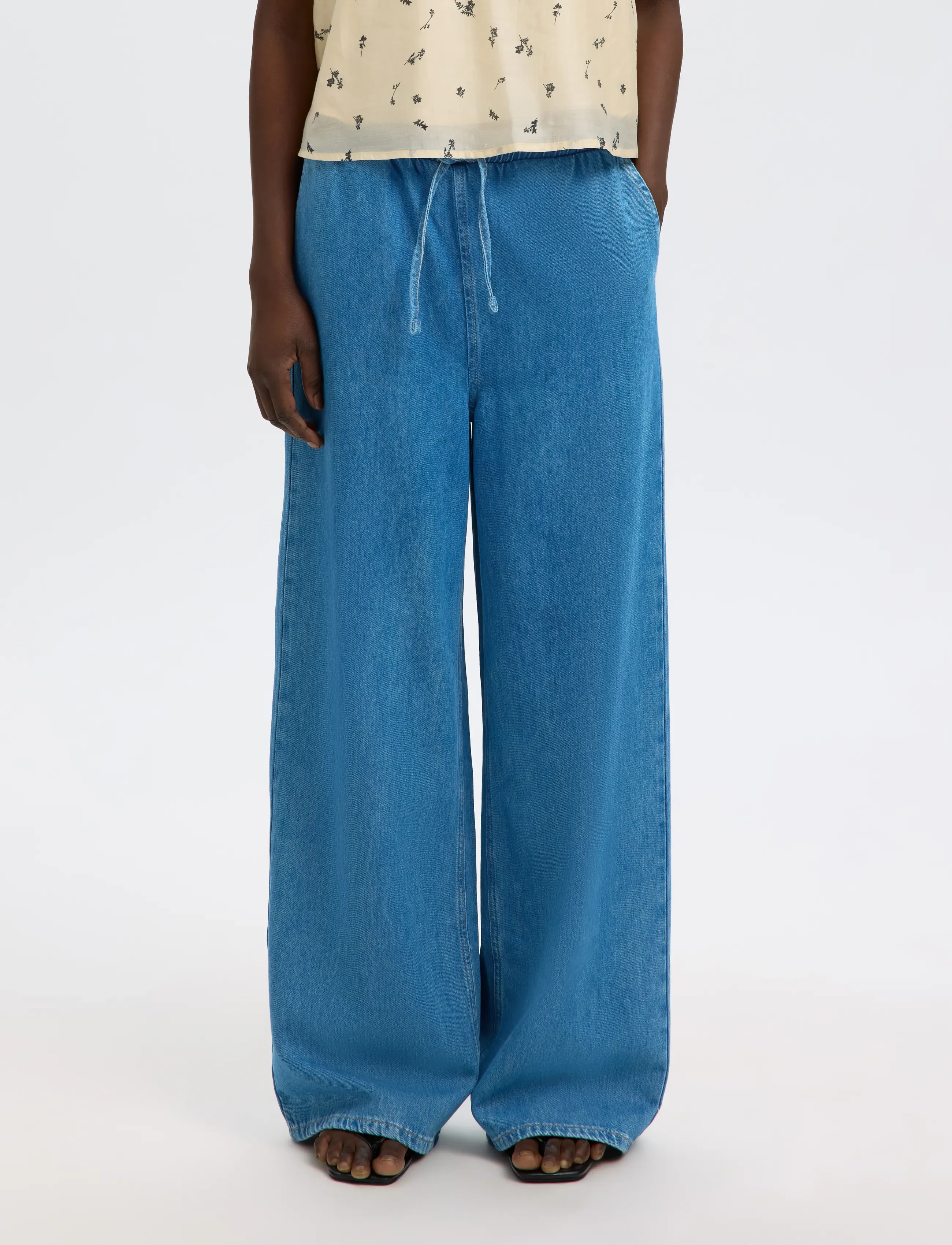 Selected SLFRELAXED TENNA HW JEANS - Hosen mit weitem Bein - MEDIUM BLUE DENIM / blue