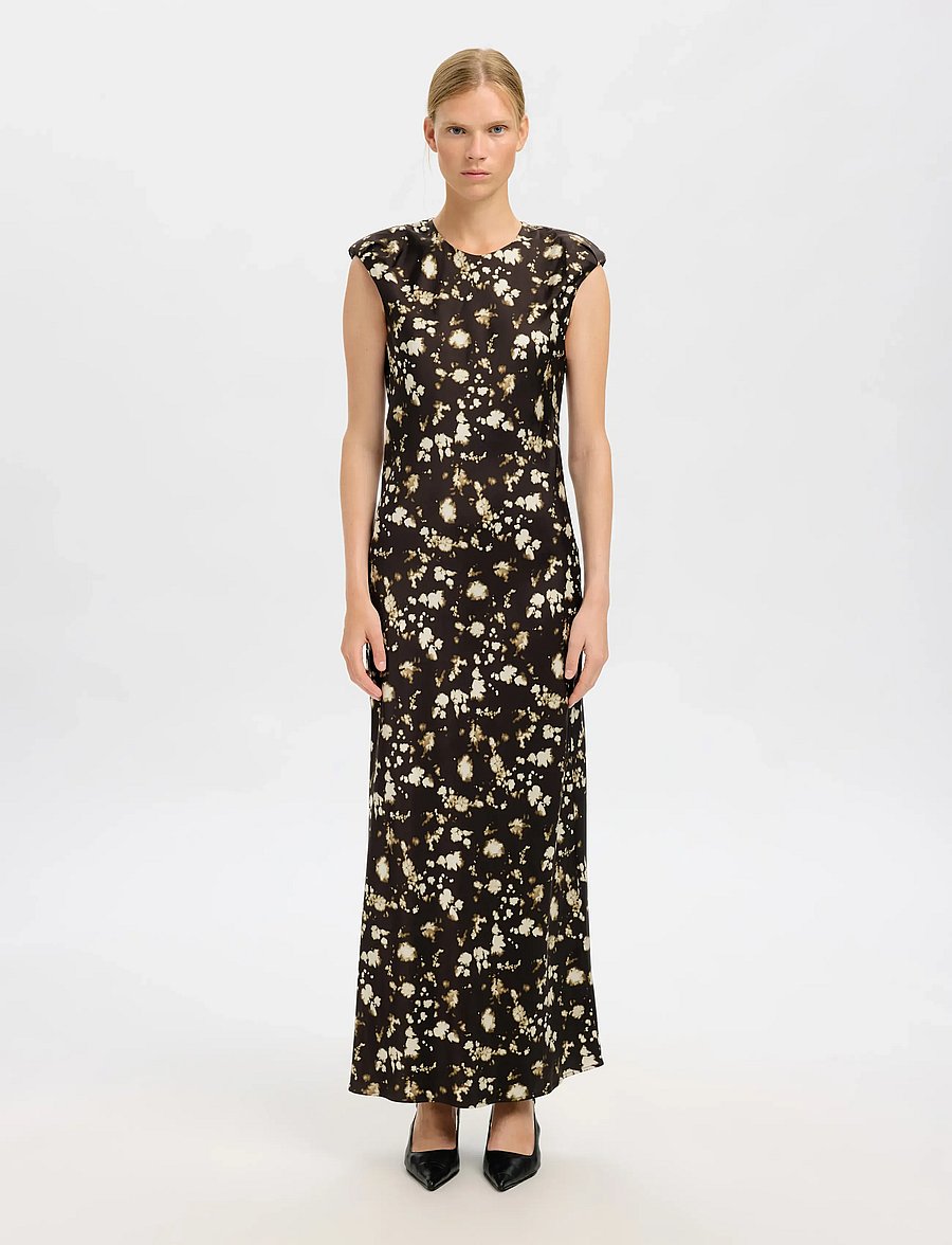 Selected - SLFARONIA REGULAR SL ANKLE DRESS EX - summer dresses - demitasse - 0