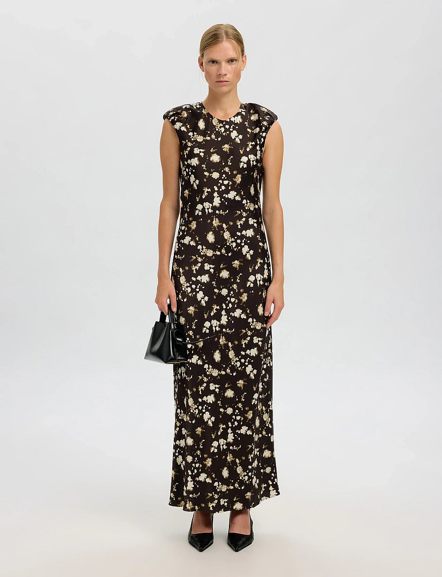 Selected - SLFARONIA REGULAR SL ANKLE DRESS EX - summer dresses - demitasse - 3