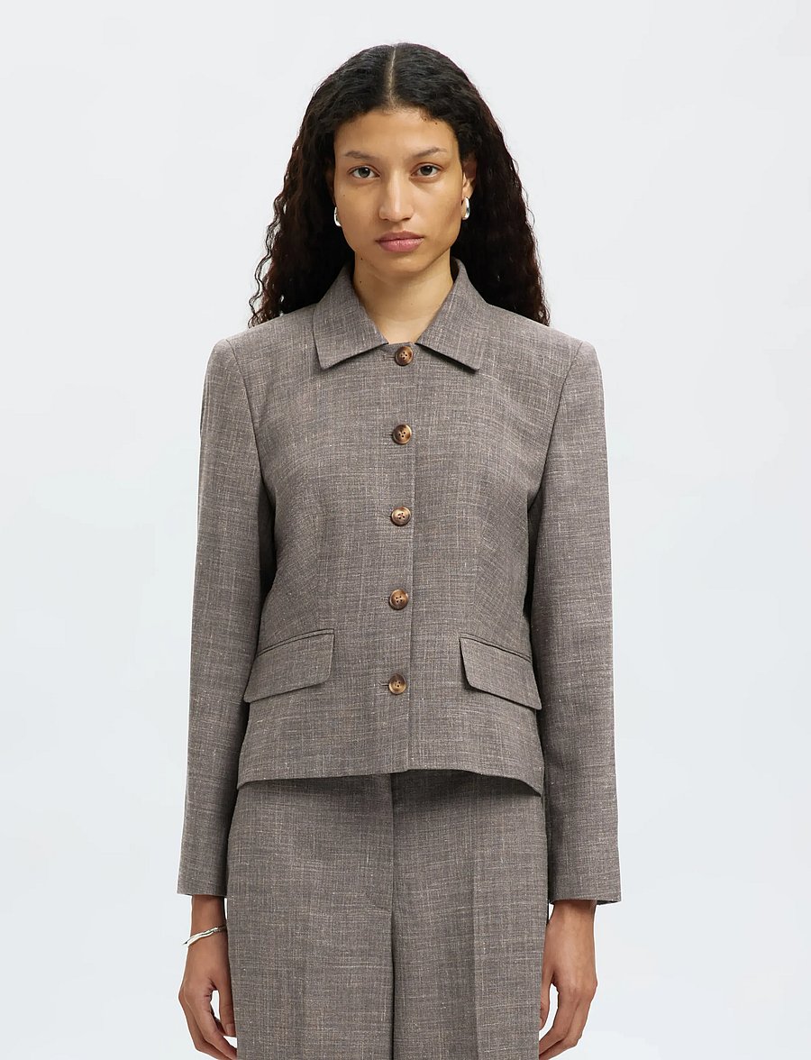 Selected - SLFRAE SUN BLAZER - blazers à fermeture droite - dark sand melange - 0