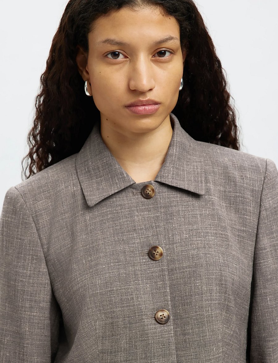 Selected - SLFRAE SUN BLAZER - blazers à fermeture droite - dark sand melange - 3