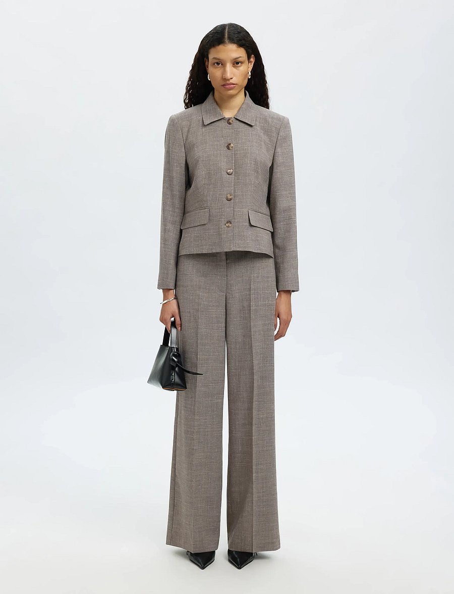 Selected - SLFRAE SUN BLAZER - blazers à fermeture droite - dark sand melange - 4