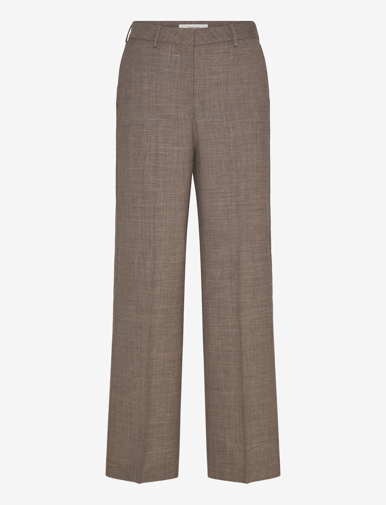 Selected - SLFRAE-ELIANA SUN HW WIDE PANT - pidulikud püksid - dark sand melange - 1